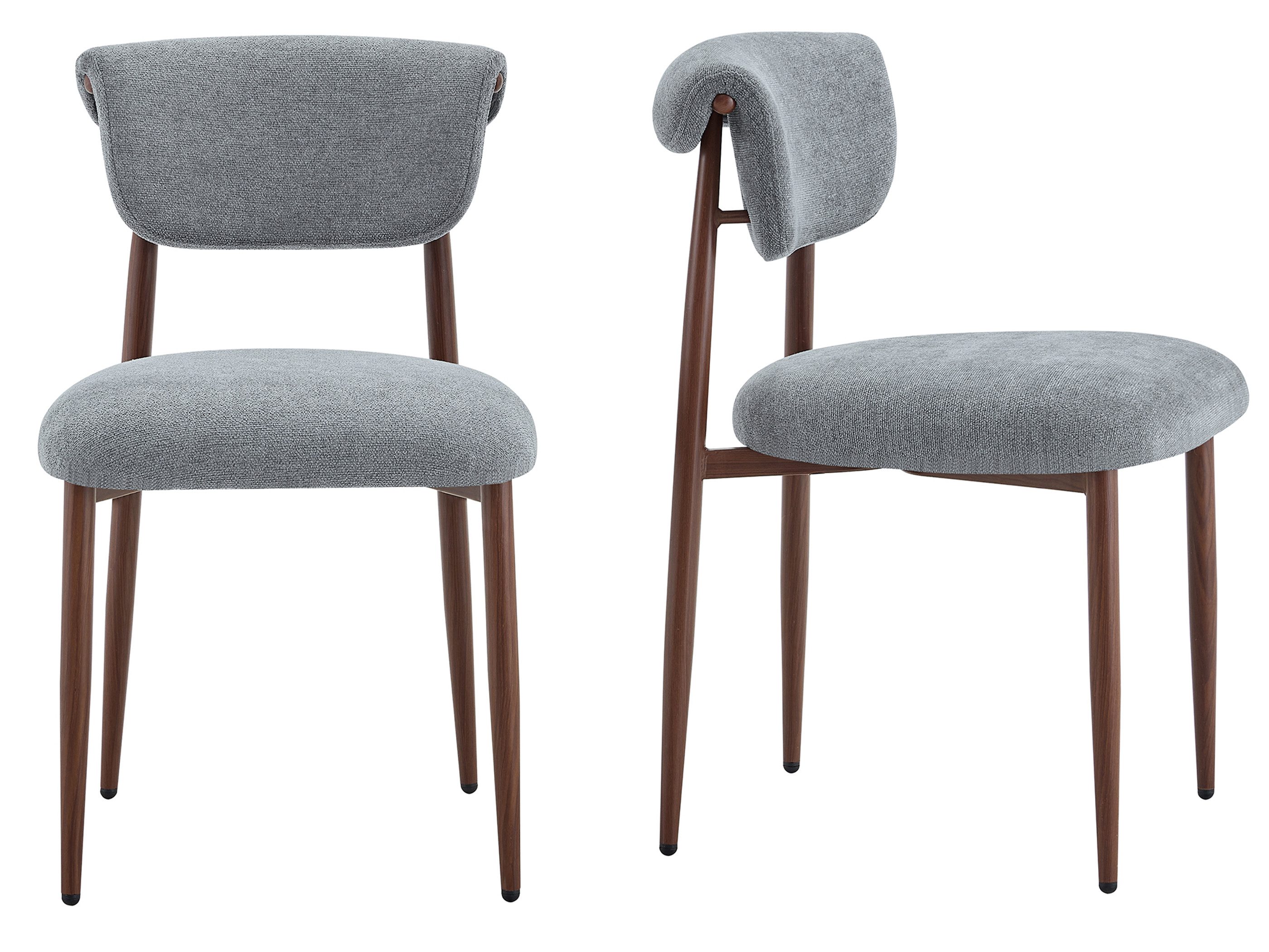 SeedWave Esszimmerstuhl Leinen Küchenstuhl mit Rückenlehne im Rollrand-Design, Metallbeinen, 2er Set Polsterstuhl in modernem minimalistischem Stil