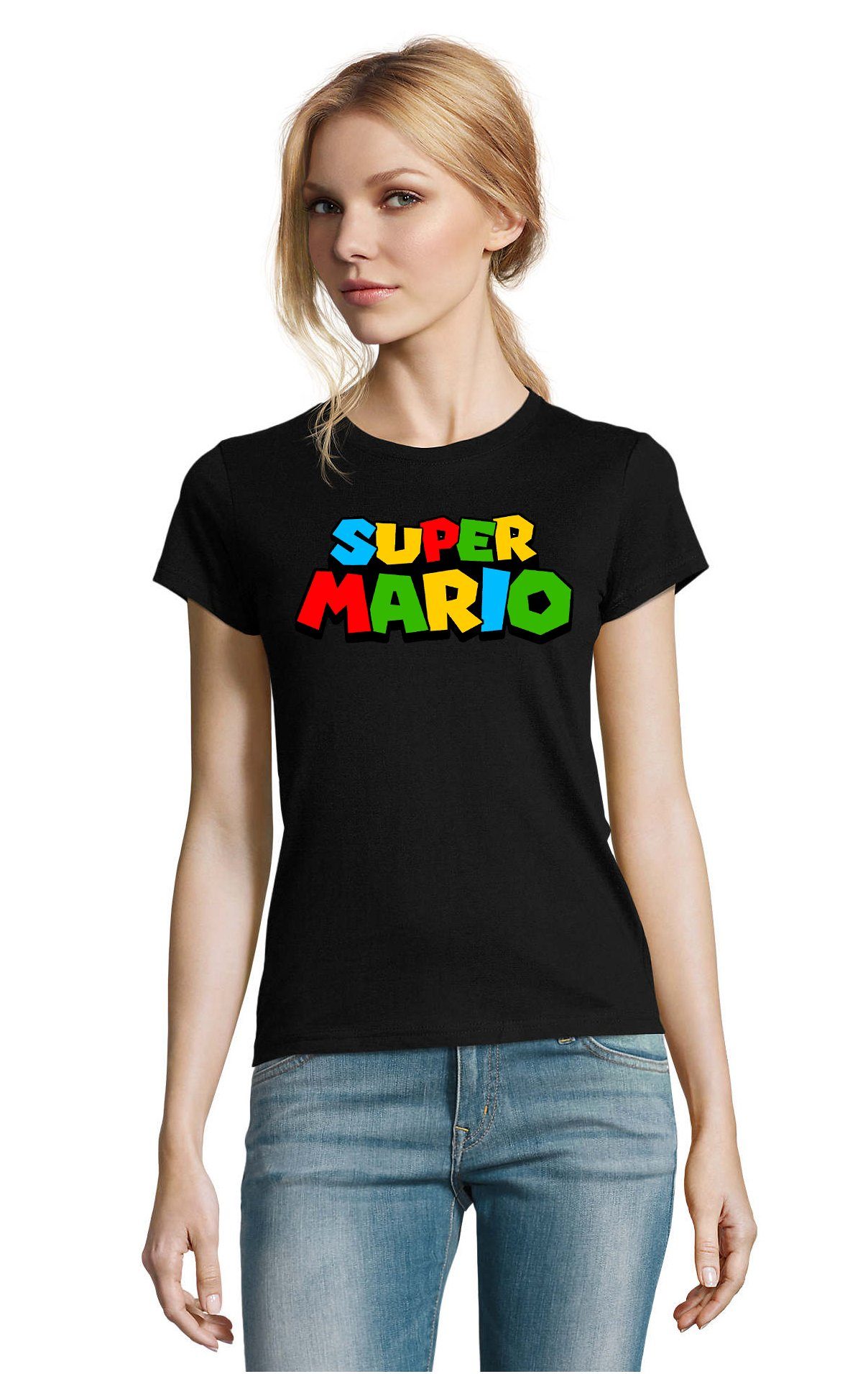 Blondie & Brownie T-Shirt Damen Super Mario Retro Gamer Gaming Konsole Spiele