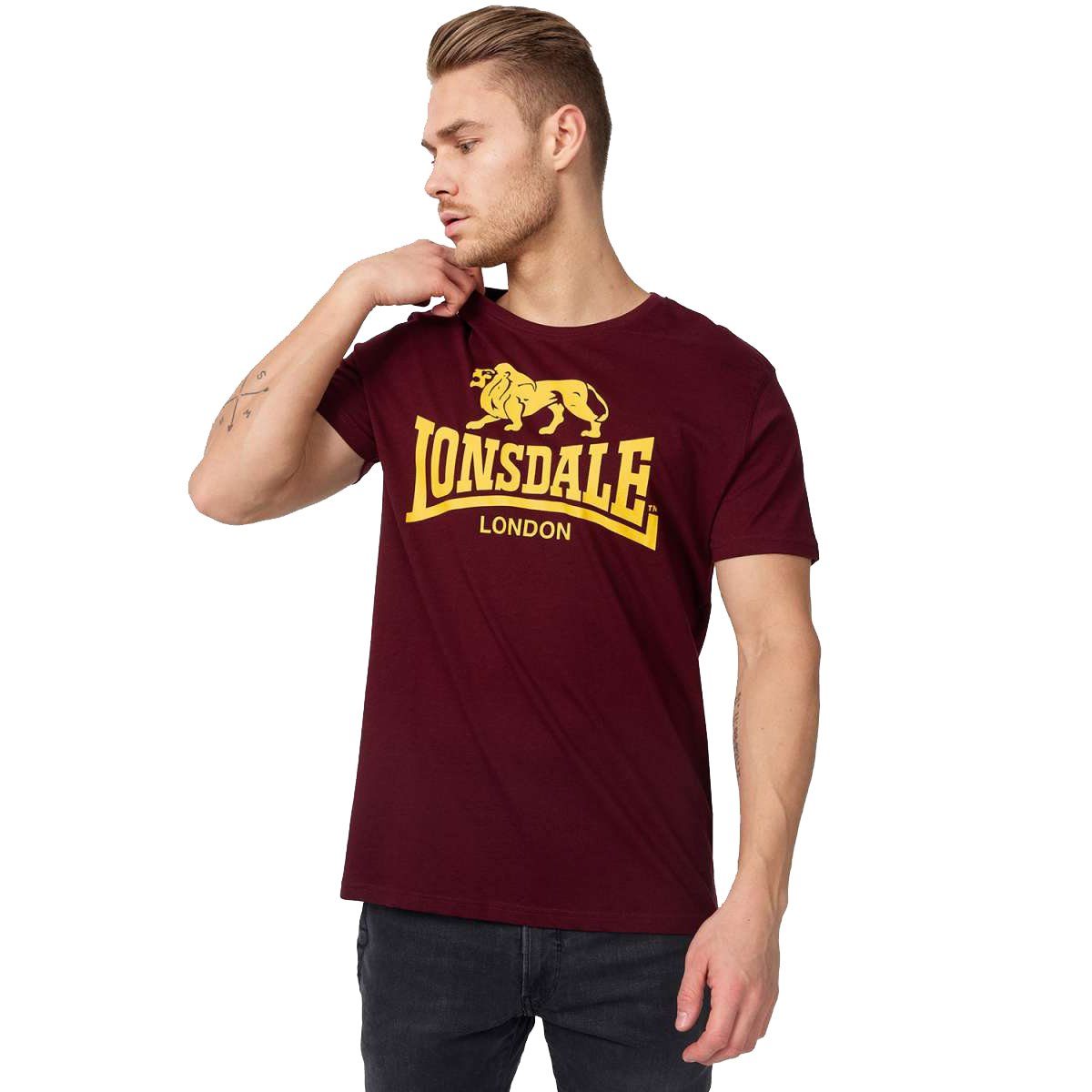 Lonsdale T-Shirt Lonsdale Herren T-Shirt Logo vintage oxblood S (1-tlg)