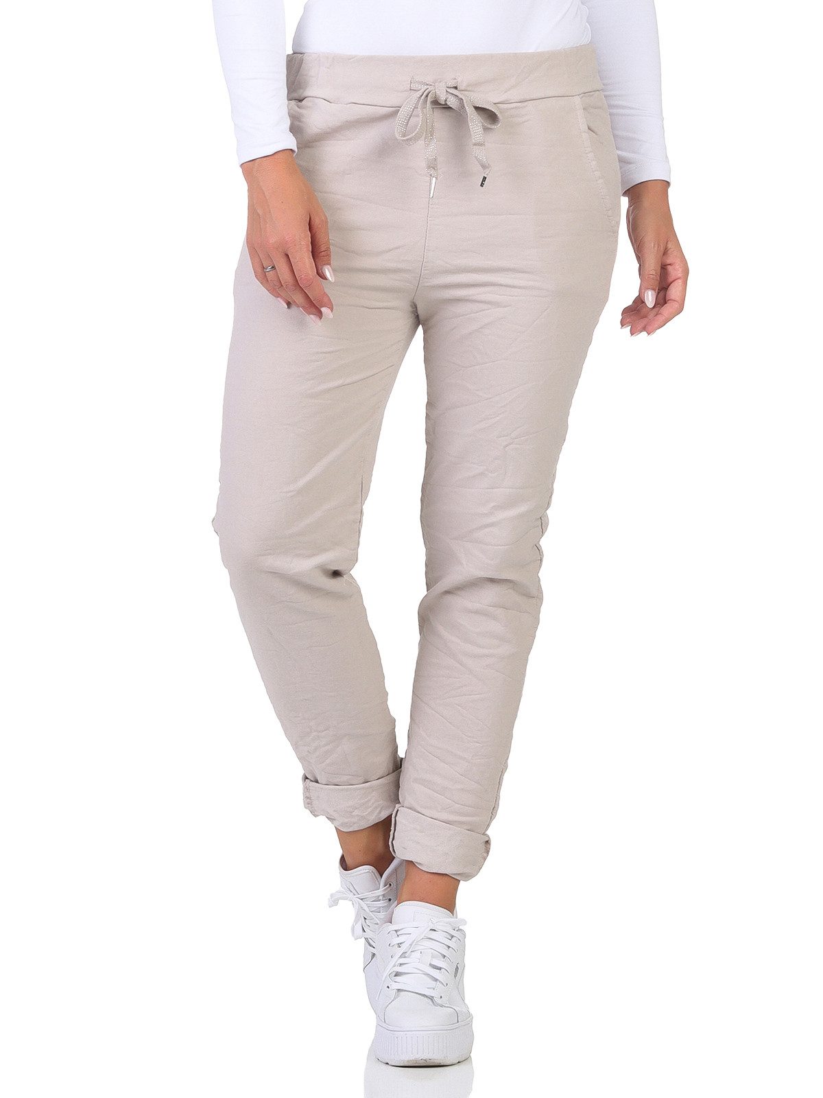 OriginalYou Schlupfhose Damen Freizeithose Winter Cotton mit Stretch bequeme Chino Hose Gummibund & Kordelzug, Размер 34-46