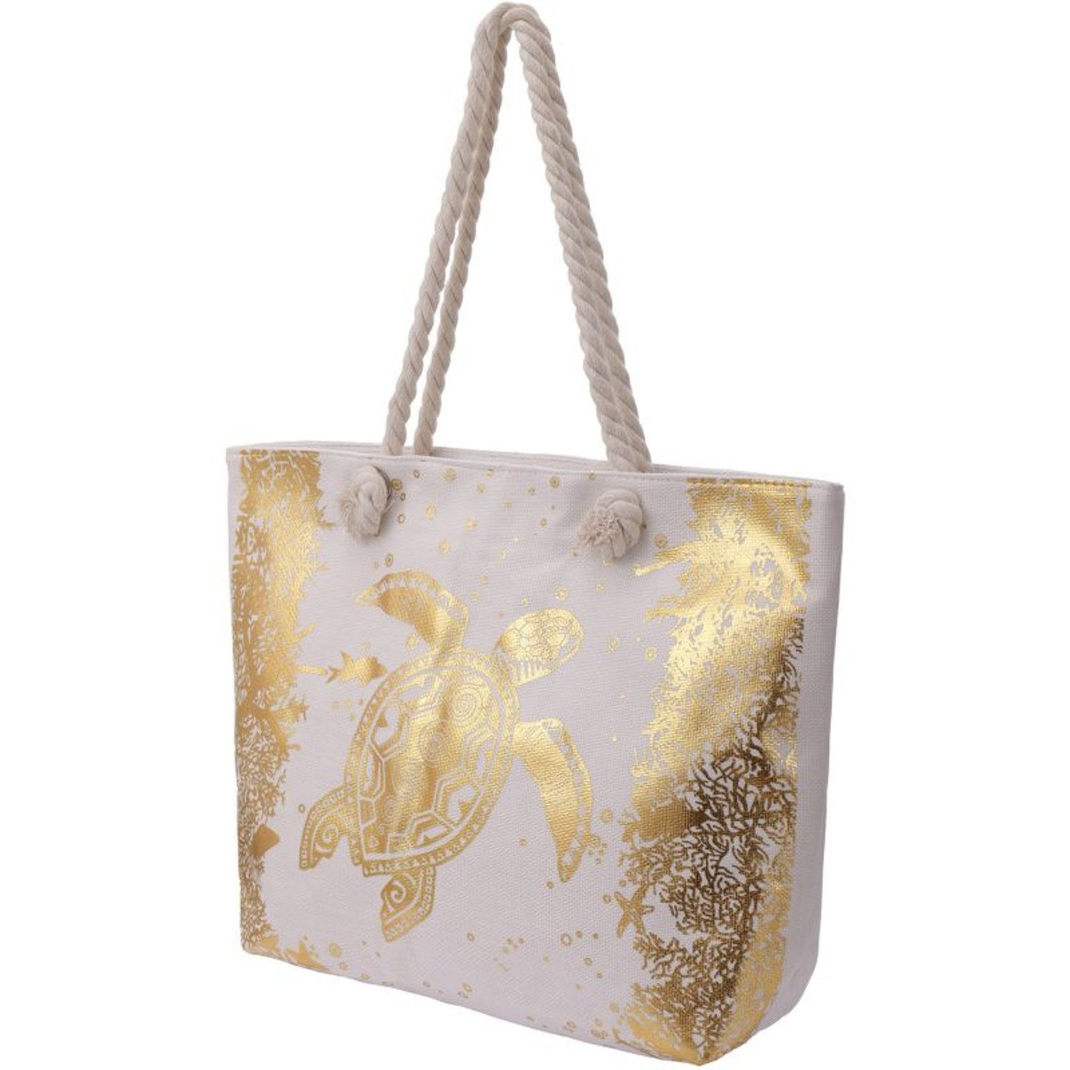 KARMA Strandtasche Damen Schildkröte Creme od. Schwarz 54 cm Badetasche (Ta günstig online kaufen