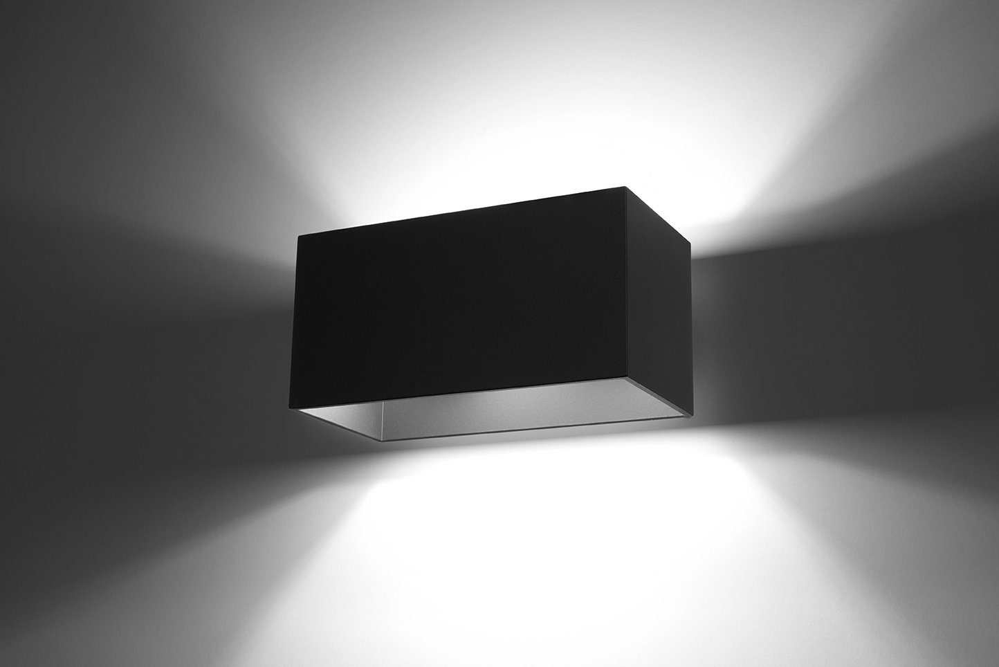 Up 2x Beton Wandlampe Licht-Erlebnisse Flur Wohnzimmer Down B:20cm Wandleuchte wechselbar, Warmweiß, Schwarz eckig GEO, G9 LED