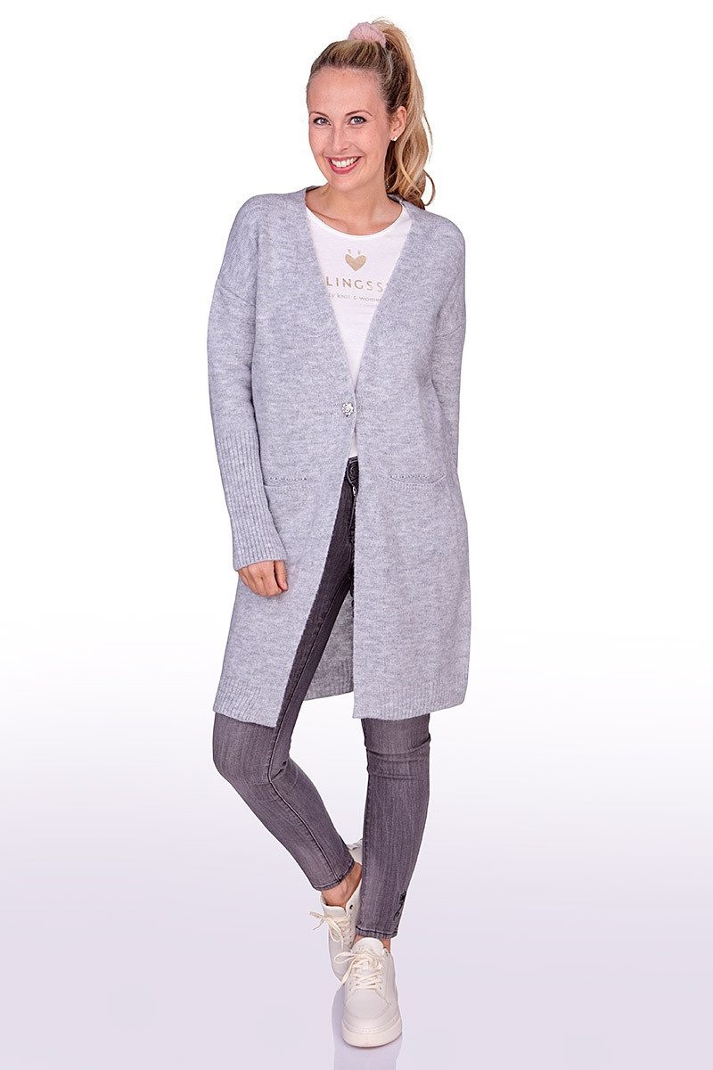 Hangowear Trachtenstrickjacke Trachten Strickjacke - ZARINA - hellgrau