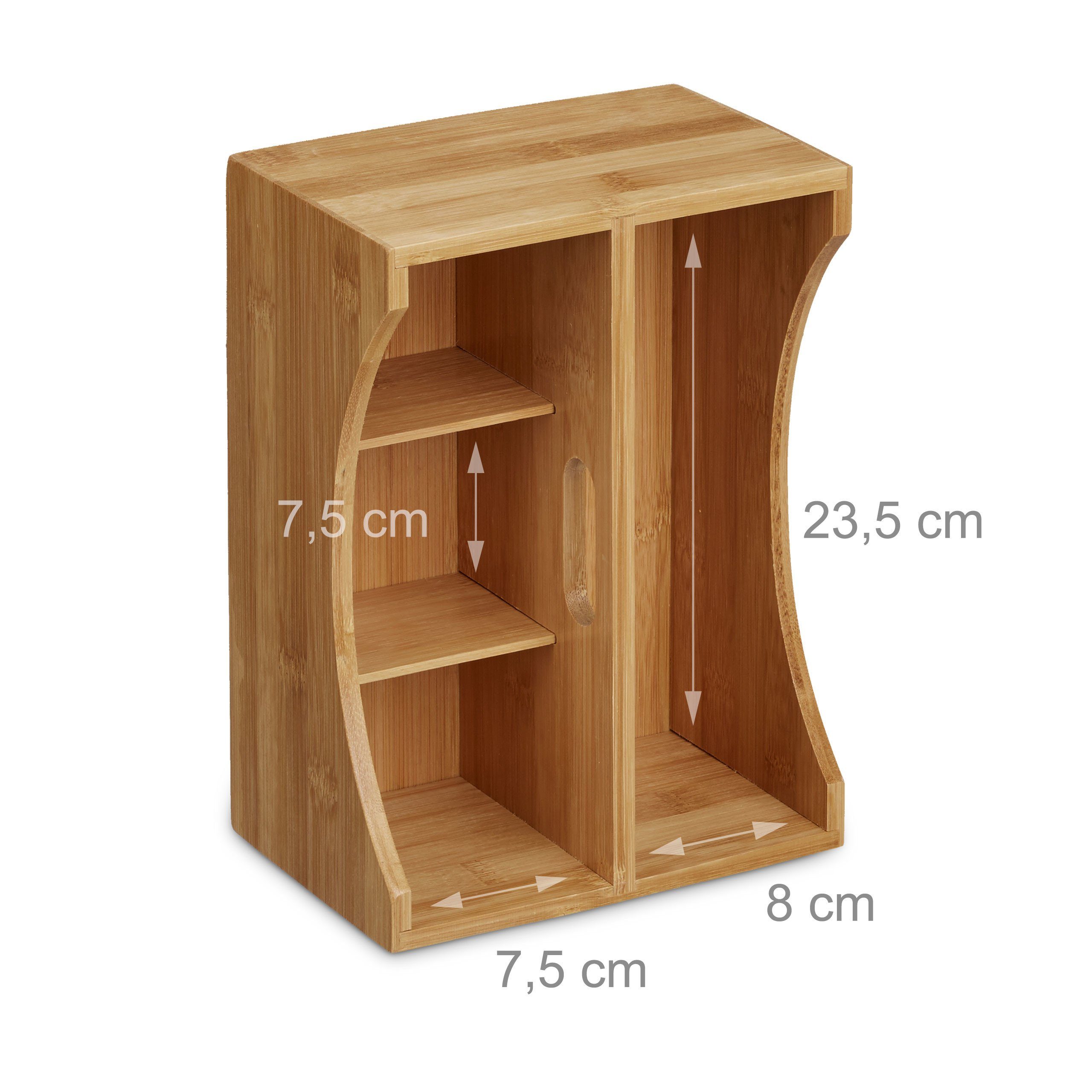relaxdays Schreibtischaufsatz Schreibtischorganizer Bambus mit Griff, (1-St) – Bild 3 von 5