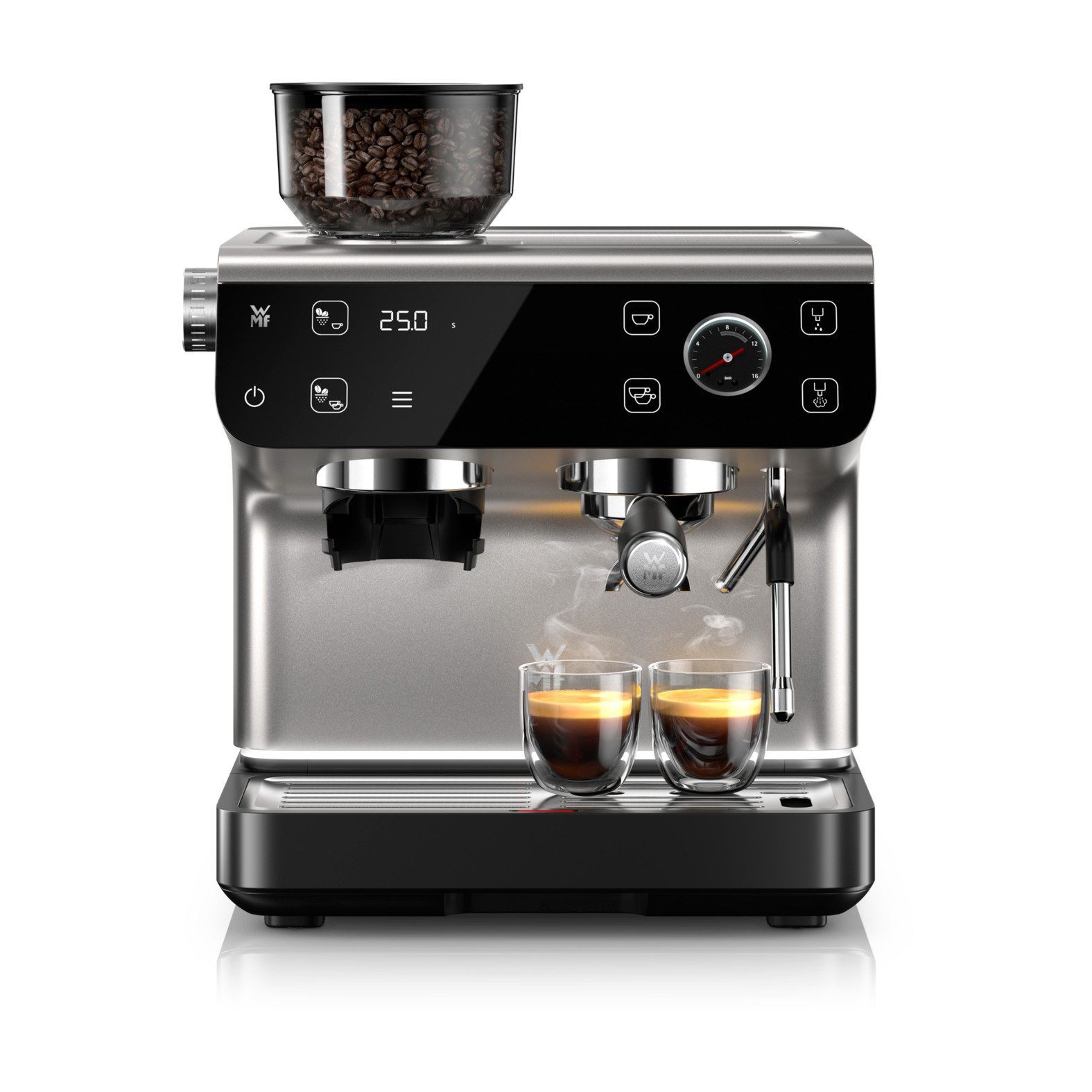 WMF Siebträgermaschine Espresso Pro, WMF Doppel-Thermoblock Technologie, Intuitives Touch-Display aus Glas