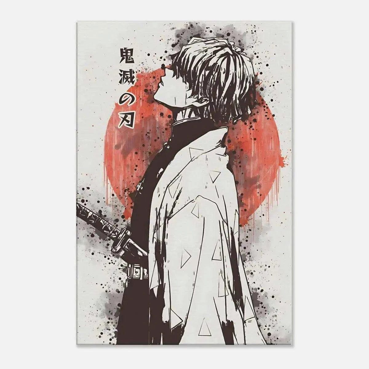 Wanddekoobjekt Zenitsu Vintage - Demon Slayer - Anime Leinwandbild