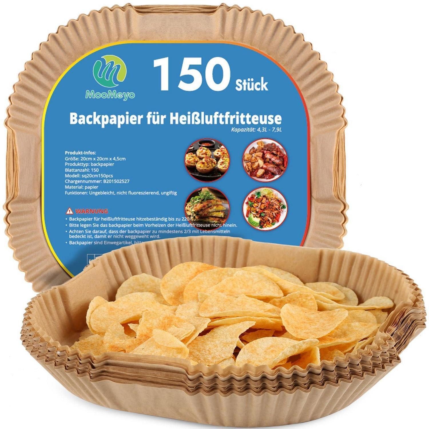 LuxusKollektion Backpapier Backpapier 150 Stück Airfryer Pergamentpapier XL 20 x 20 x 4.5 cm
