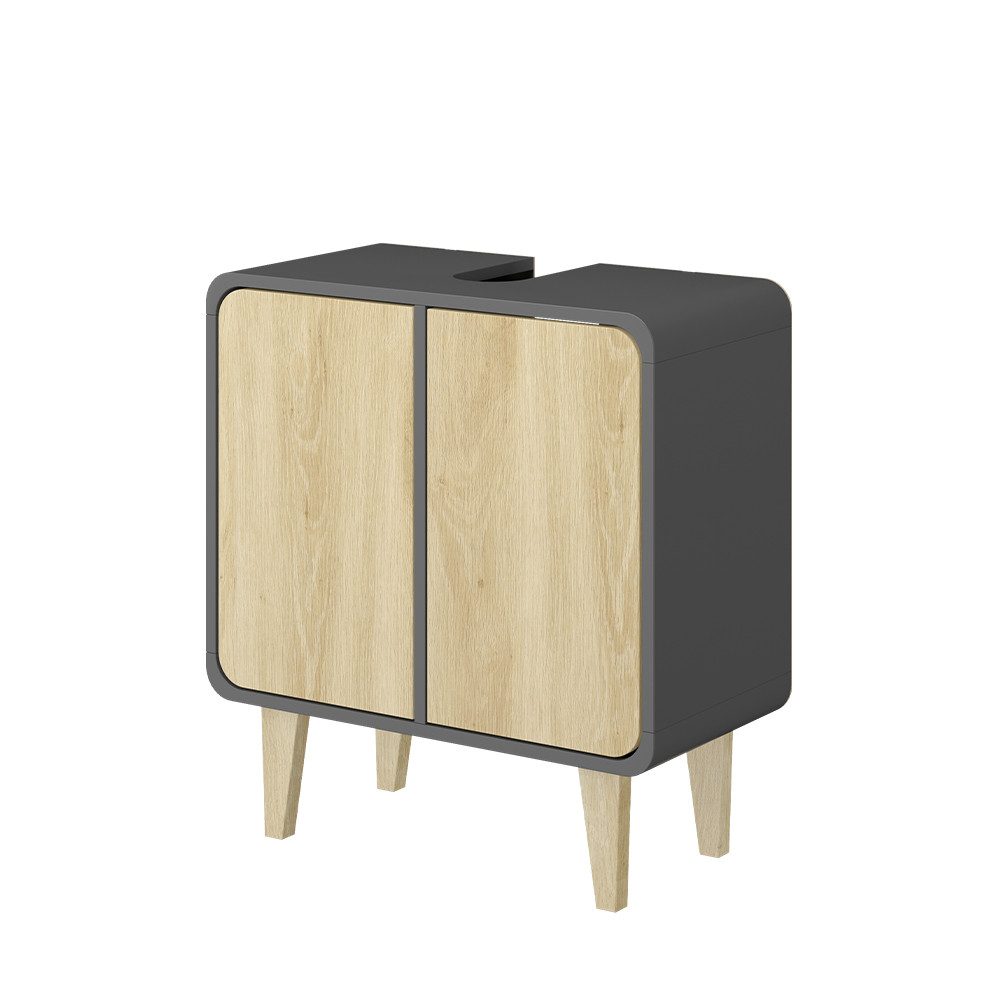 Vicco Waschbeckenunterschrank Arla Anthrazit/Goldkraft Eiche 60 x 61 cm günstig online kaufen