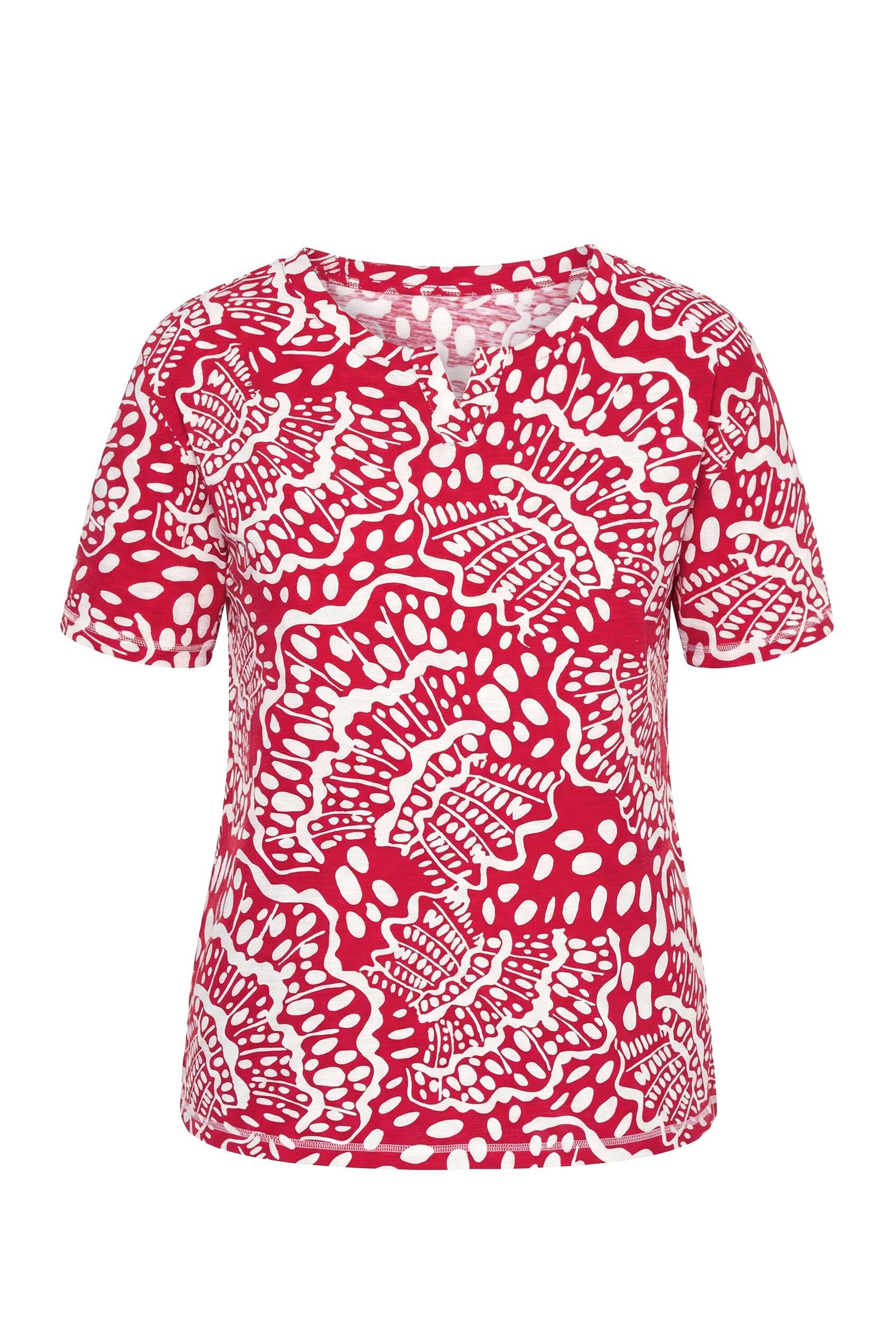 Ulla Popken T-Shirt T-Shirt Muscheln Oversized Tunika-Ausschnitt