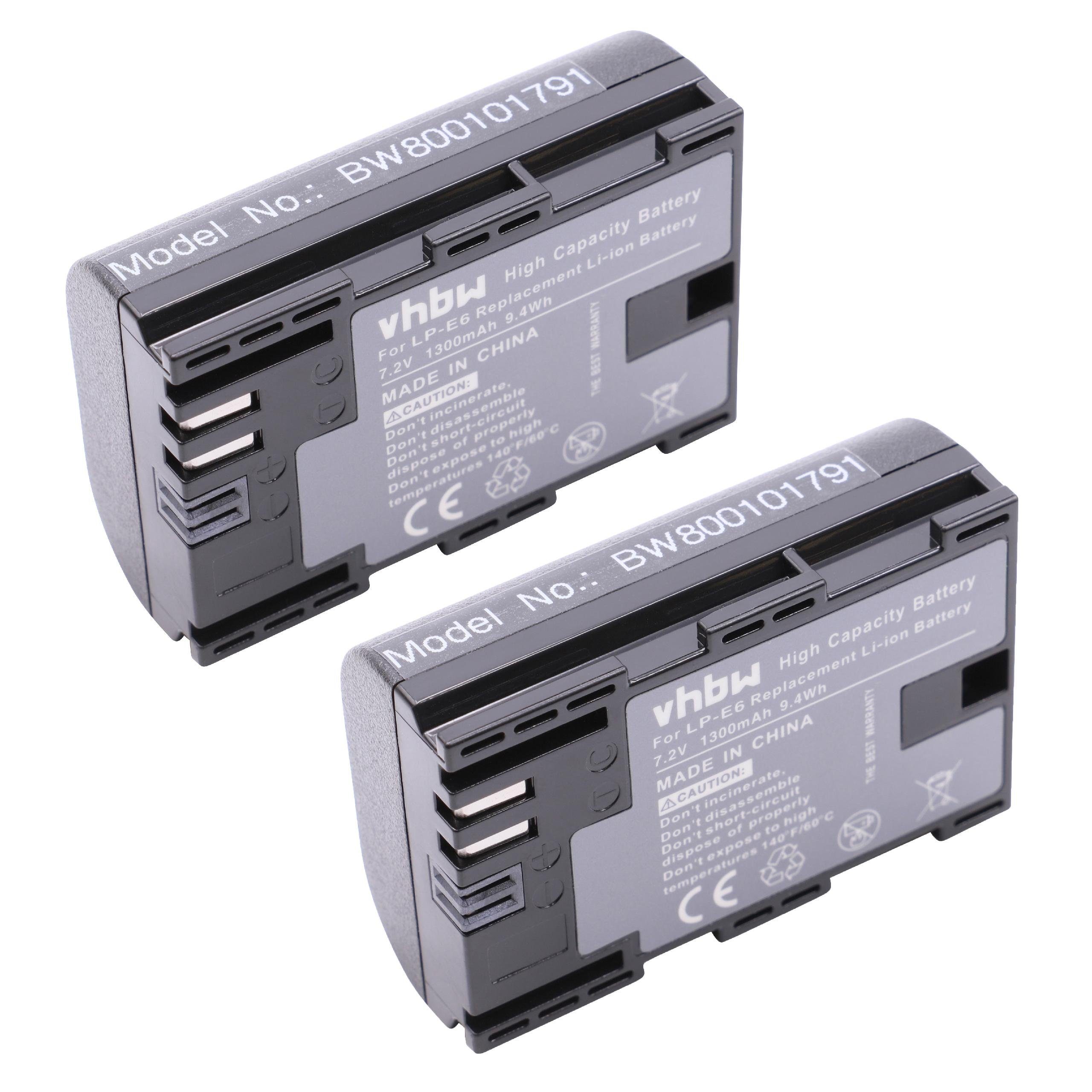 vhbw Ersatz für Canon LP-E6 für Kamera-Akku Li-Ion 1300 mAh (7,4 V)