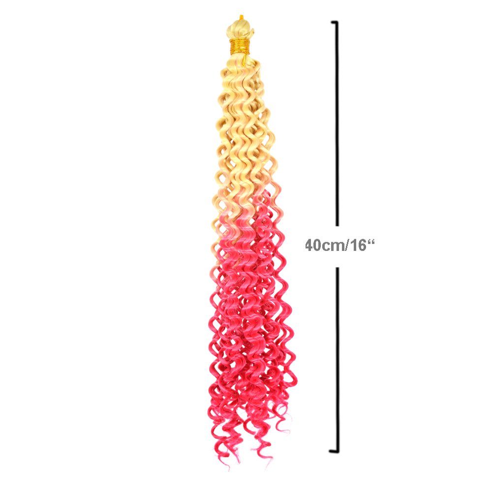 Flechthaar Ombre Deep Wave Zöpfe MyBraids 16-WS Crochet Braids YOUR Hellblond-Pink 3er Wellig BRAIDS! Kunsthaar-Extension Pack