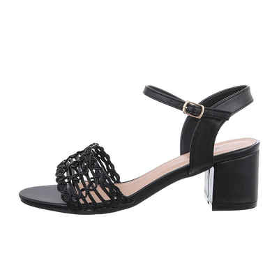 Ital-Design Damen Abendschuhe Elegant Sandalette Blockabsatz Сандалі & Sandaletten in Schwarz