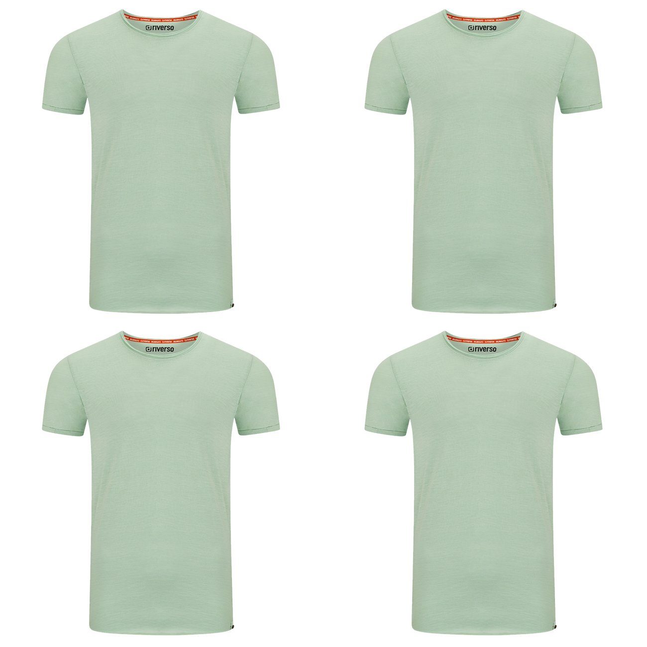 riverso T-Shirt RIVJonas O-Neck (4-tlg) 100% Baumwolle Middle Green (12300)