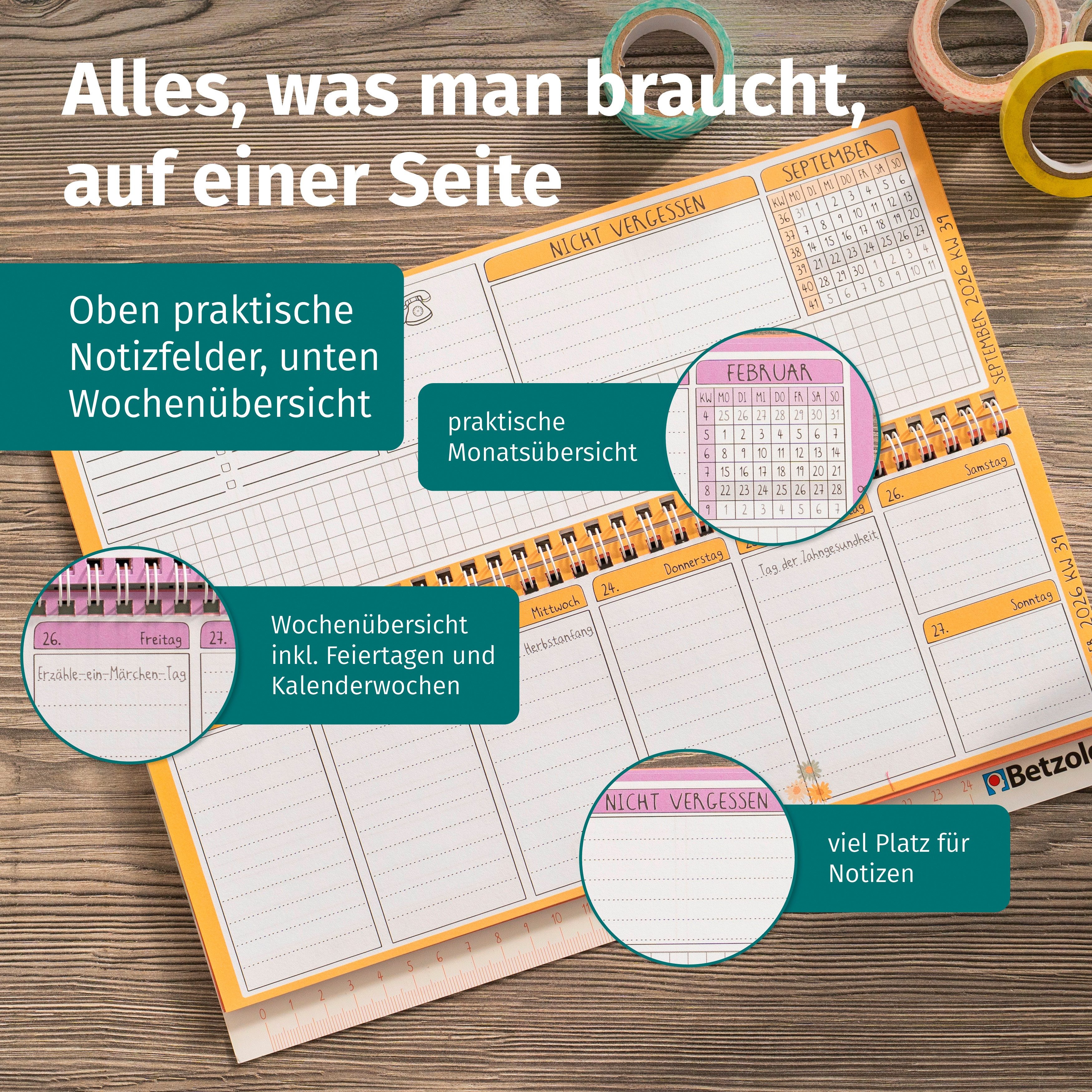 Betzold Tischkalender Kita-Tischkalender - Kitaplaner Organisationshelfer