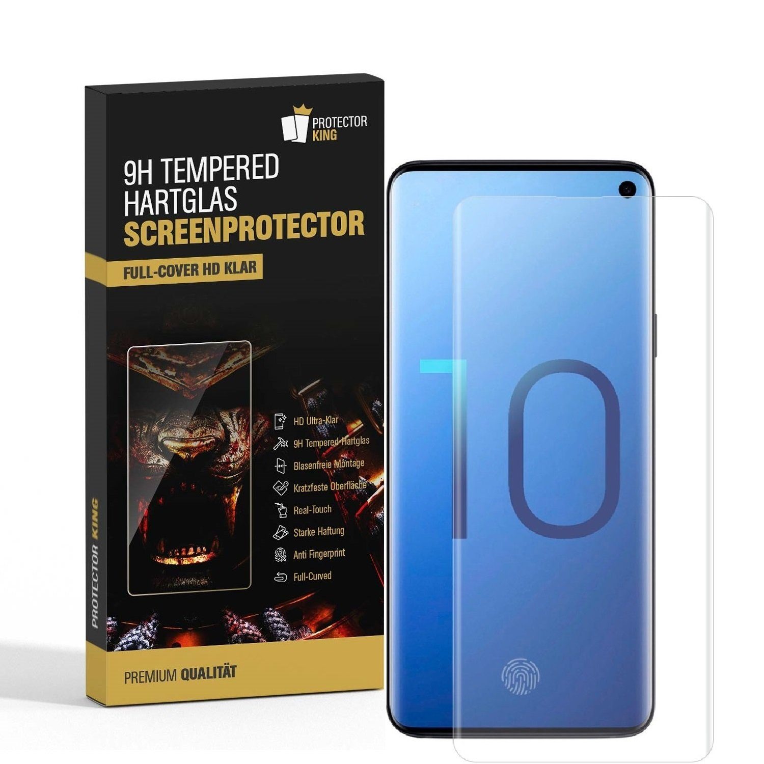 Schutzfolie 1x 9H Hartglas für Samsung Galaxy S10 FULL CURVED KLAR Schutzglas