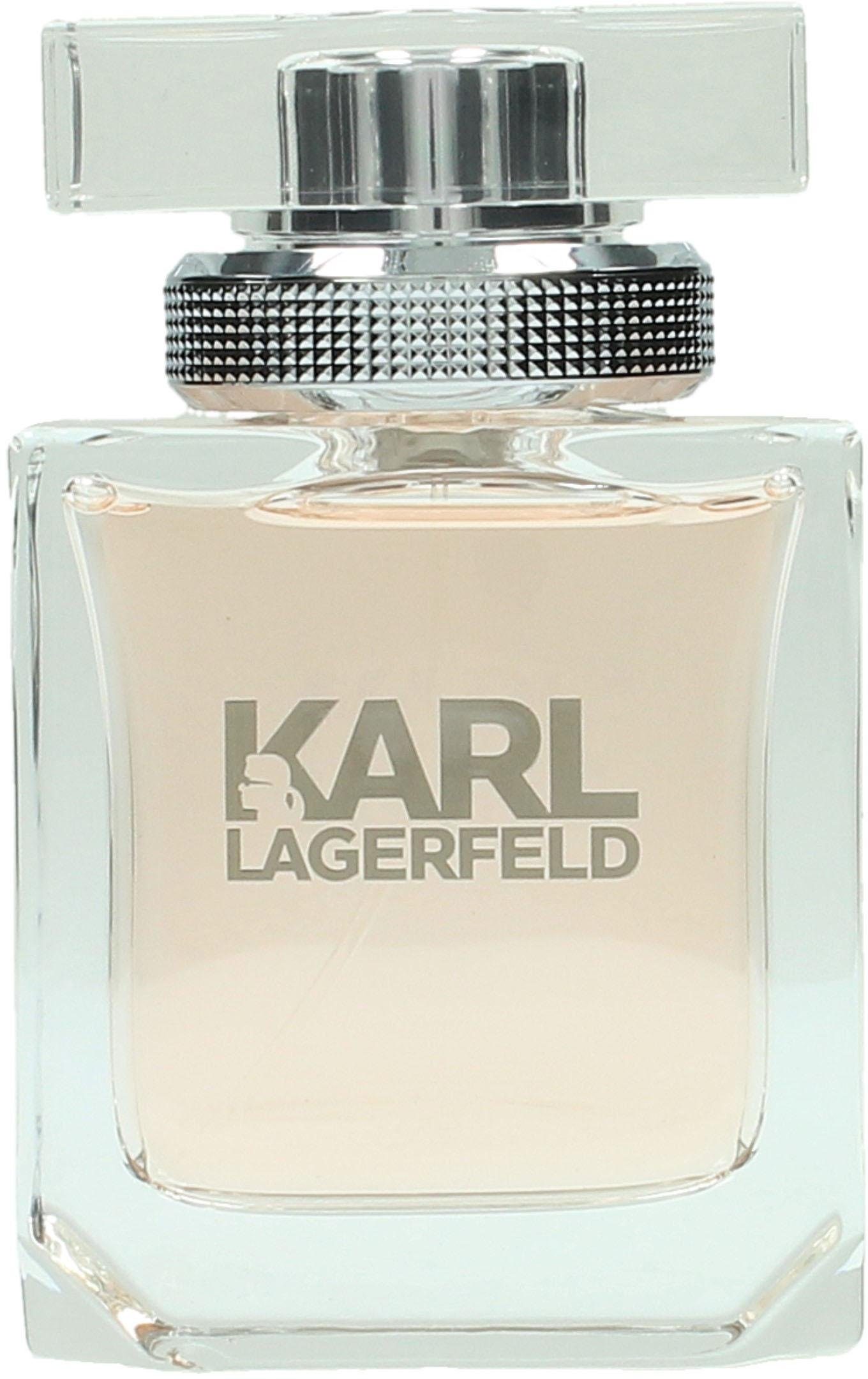 LAGERFELD Eau de Parfum POUR FEMME, Blumig-fruchtiger Damenduft mit Pfirsich, Magnolie und Moschus.