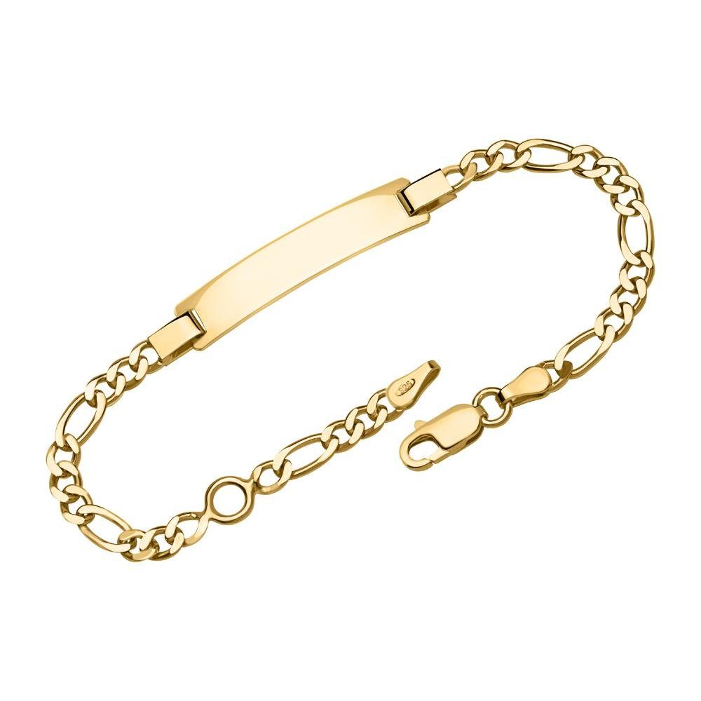 Unique Silberarmband Figaro Armband Silber vergoldet Länge wählbar (16-19cm) ID0035-G