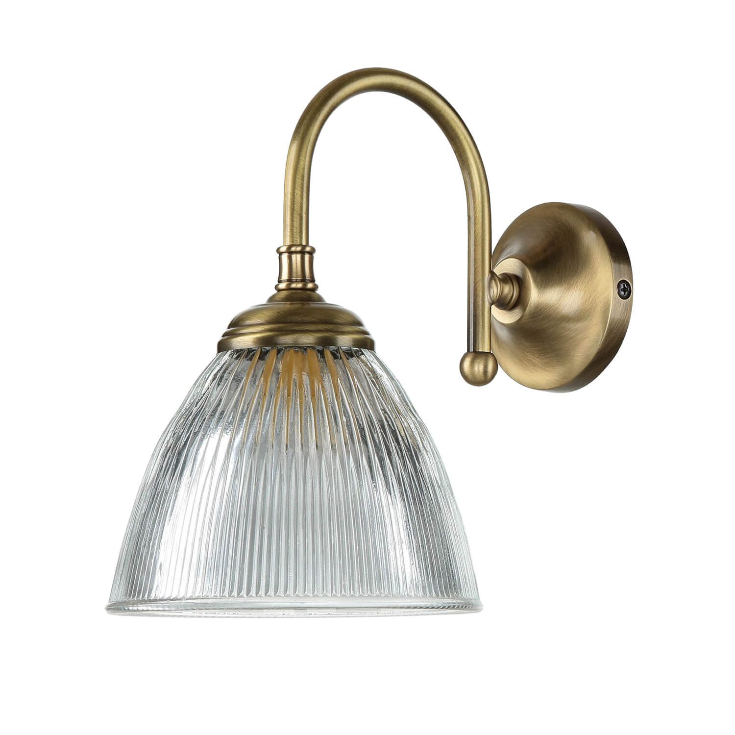 Licht-Erlebnisse Wandleuchte APPLIQUE VETRO 140, ohne Leuchtmittel, Wandlampe echtes Messing Premium E14 bis 40W Klassisch Esszimmer