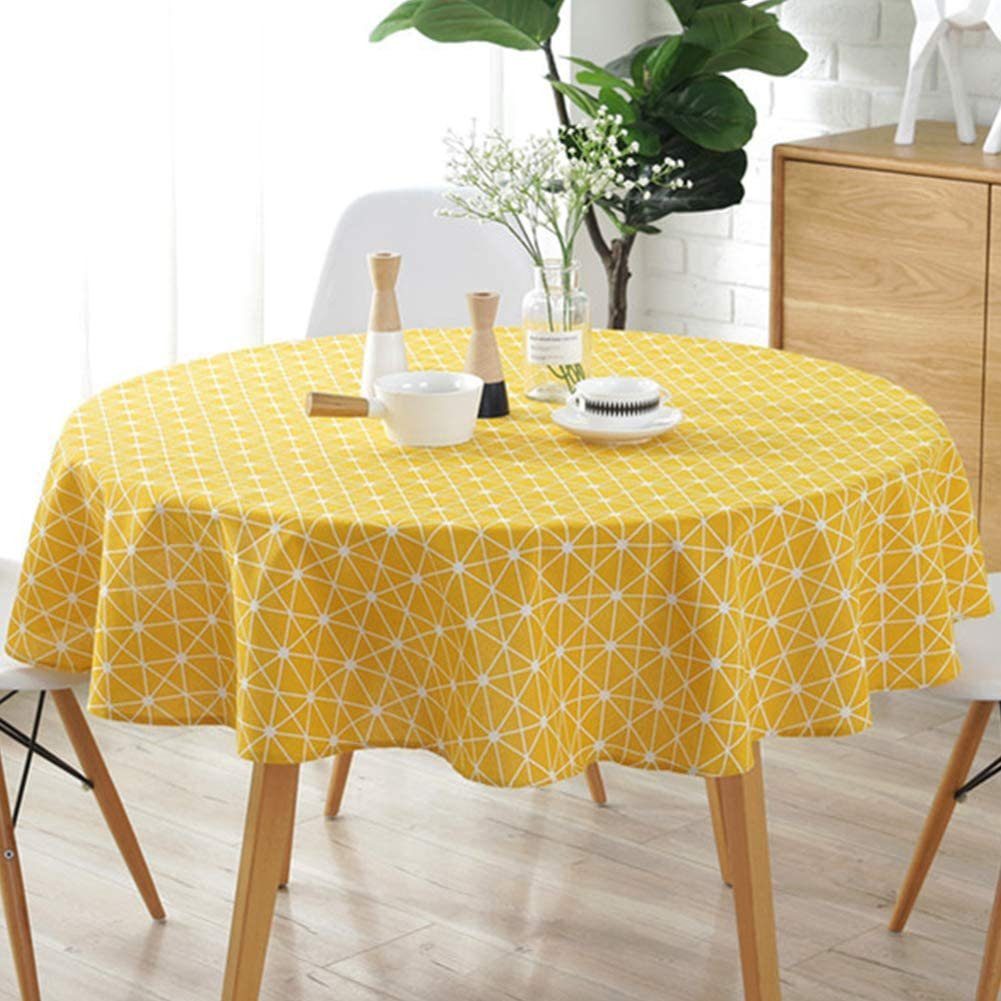 Leway Gartentischdecke Schlichte Nordic Style Tischdecke, runde Tischdecken  für runde Tische, staubfeste Baumwoll-Leinen-Tischdecke für Buffettisch,  Party, Urlaub, Abendessen