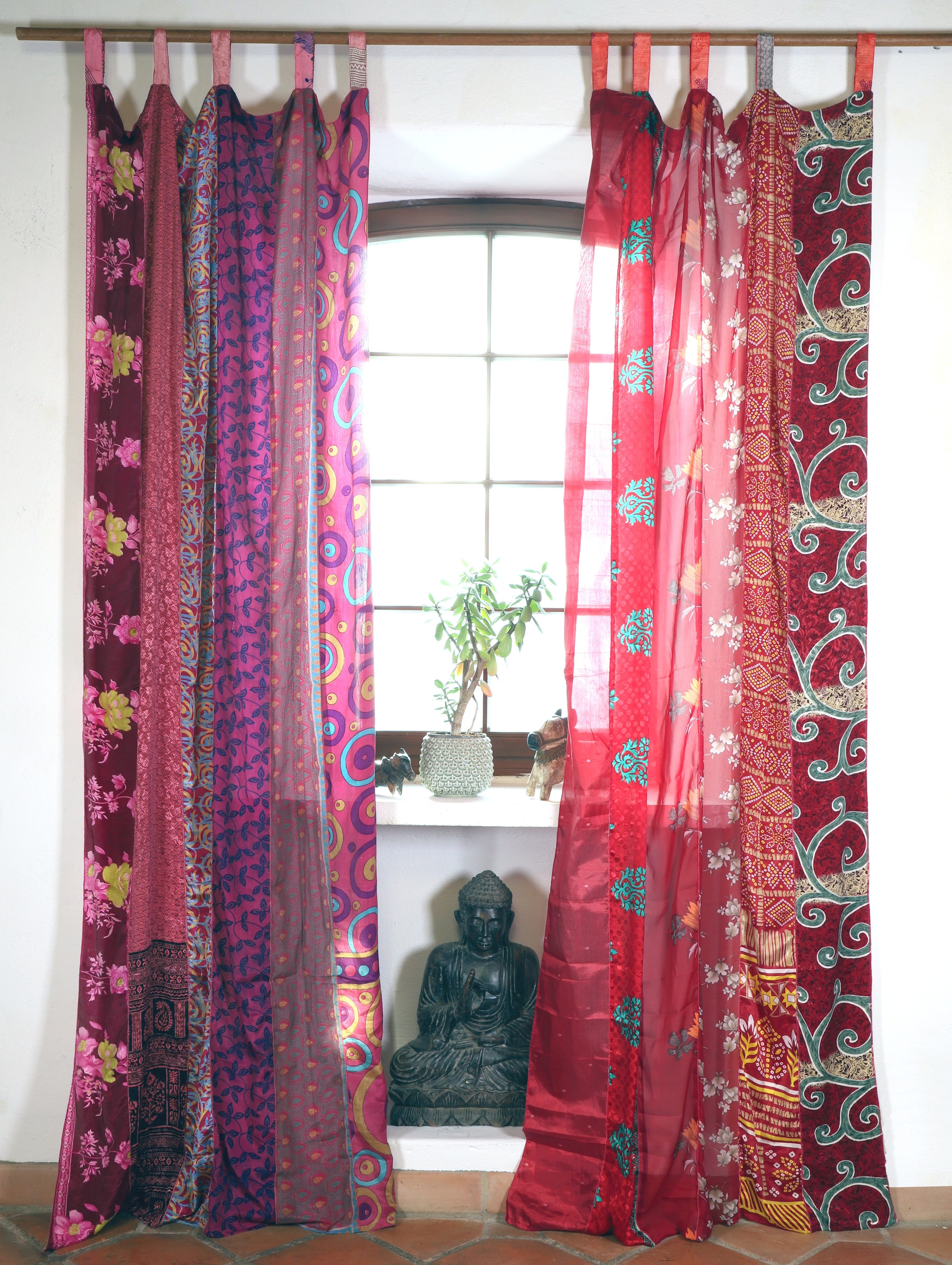 Guru-Shop Vorhang Seidiger Vorhang (1 Stk) Gardine aus Patchwork..