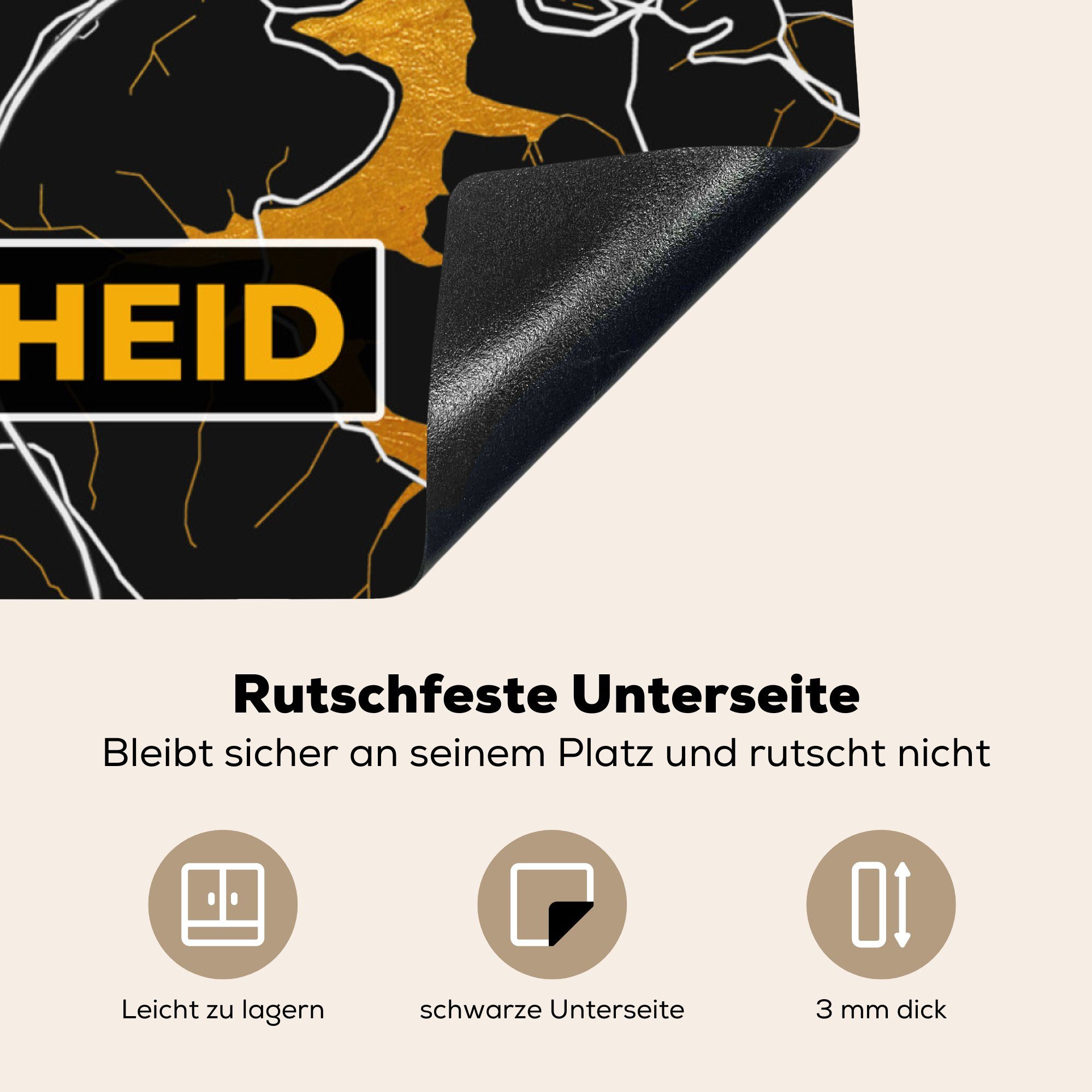 MuchoWow Herdblende-/Abdeckplatte Stadtplan - - tlg), 78x78 Karte, (1 Arbeitsplatte Karte küche Deutschland Gold Vinyl, für Lüdenscheid - - Ceranfeldabdeckung, - cm