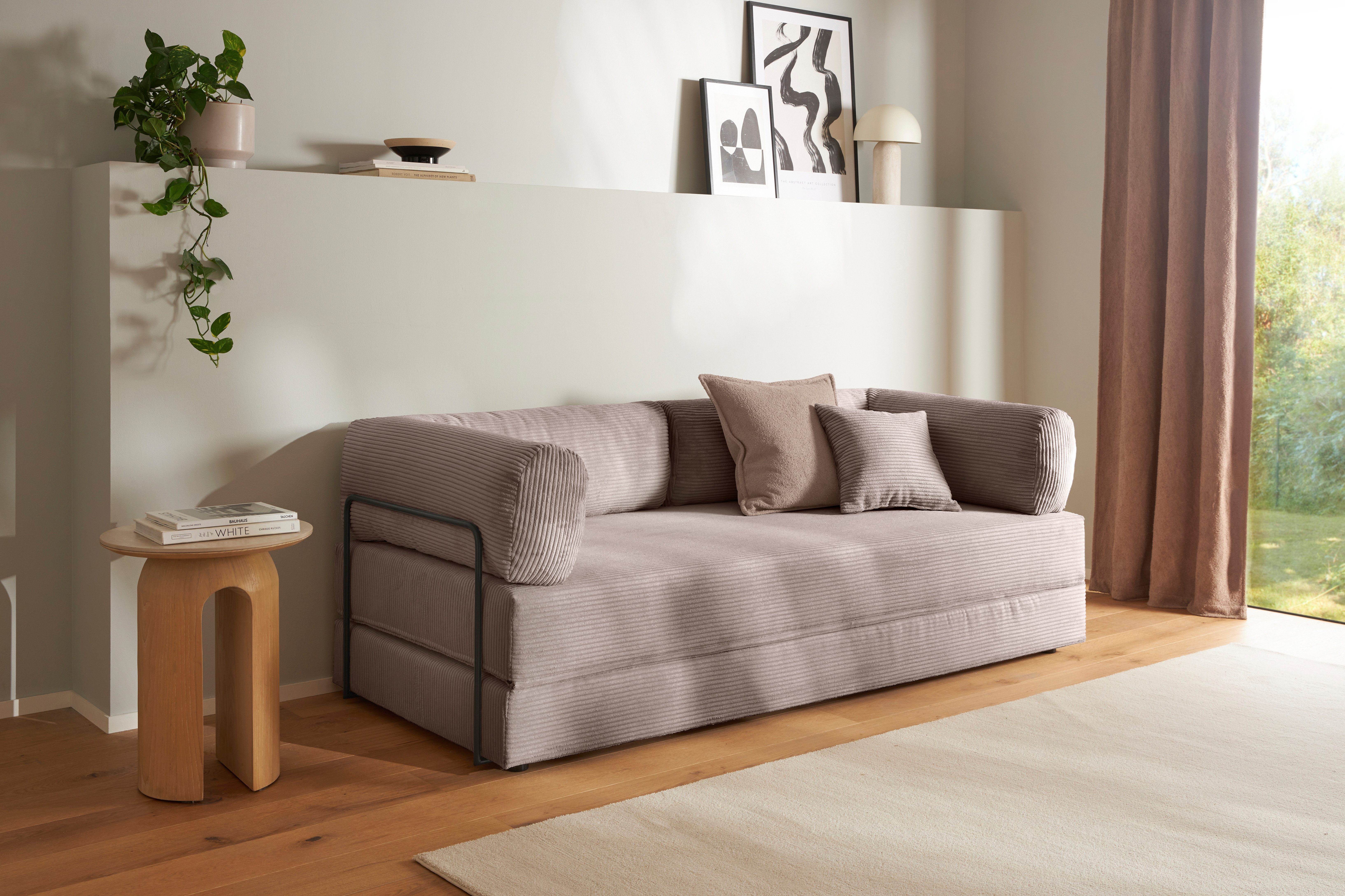 homsy by Ana Johnson Schlafsofa Folda Dauerschläfer, B: 206 cm, Liegefl. 181x198 cm, mit Bett-/Schlaffunktion, inkl. 1x Zierkissen, Tonnentaschenfederkern