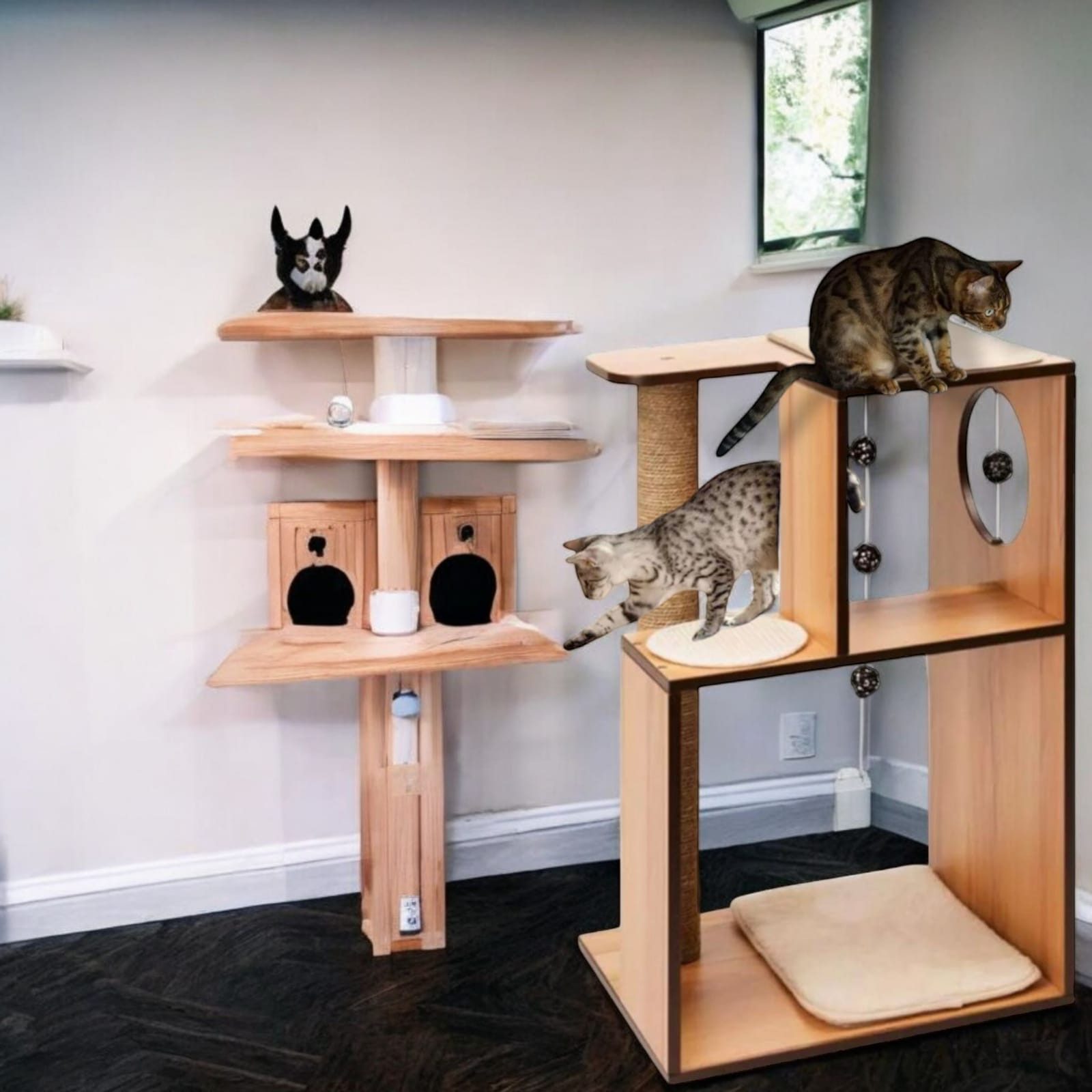 Kratzbaum Kratzbaum XL Katzenbaum Holz Kletterbaum Höhle Stabil Katzenmöbel