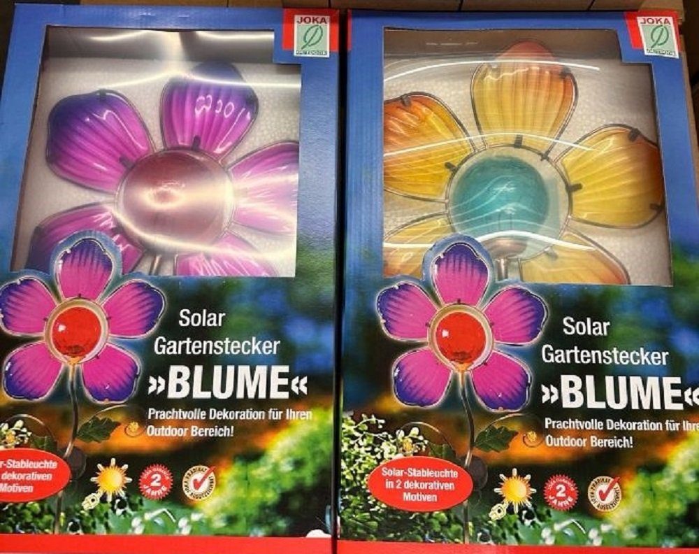 Luna24 simply great ideas... LED Solarleuchte Solar Gartenstecker Blume, Gartenbeleuchtung, Echtglas, lila, Gartenstecker Blume, Solarbeleuchtet