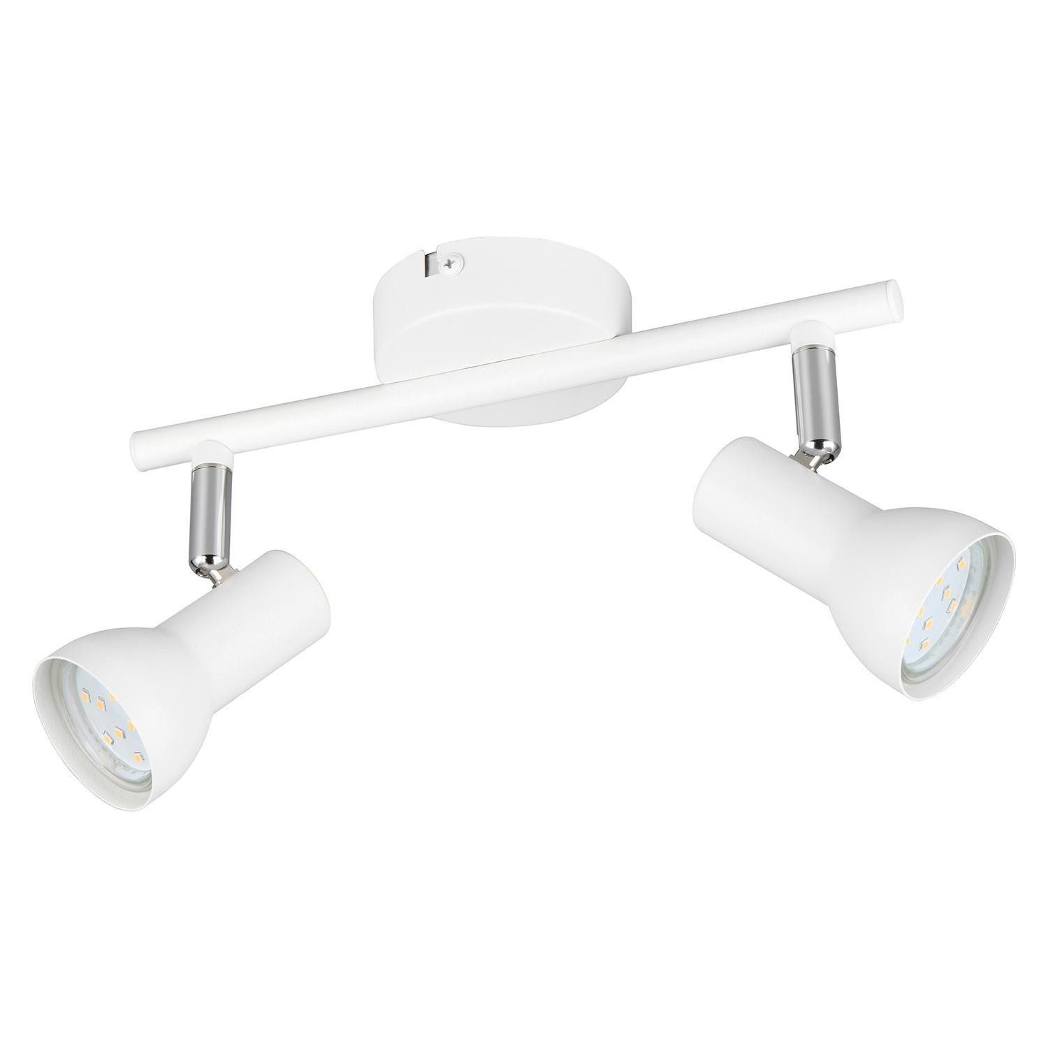 Reality Leuchten Deckenstrahler CANTAR, 2-flammig, Weiß, Metall, ohne Leuchtmittel, verstellbare Lampenschirme, B 25,5 x H 15,5 x T 8 cm