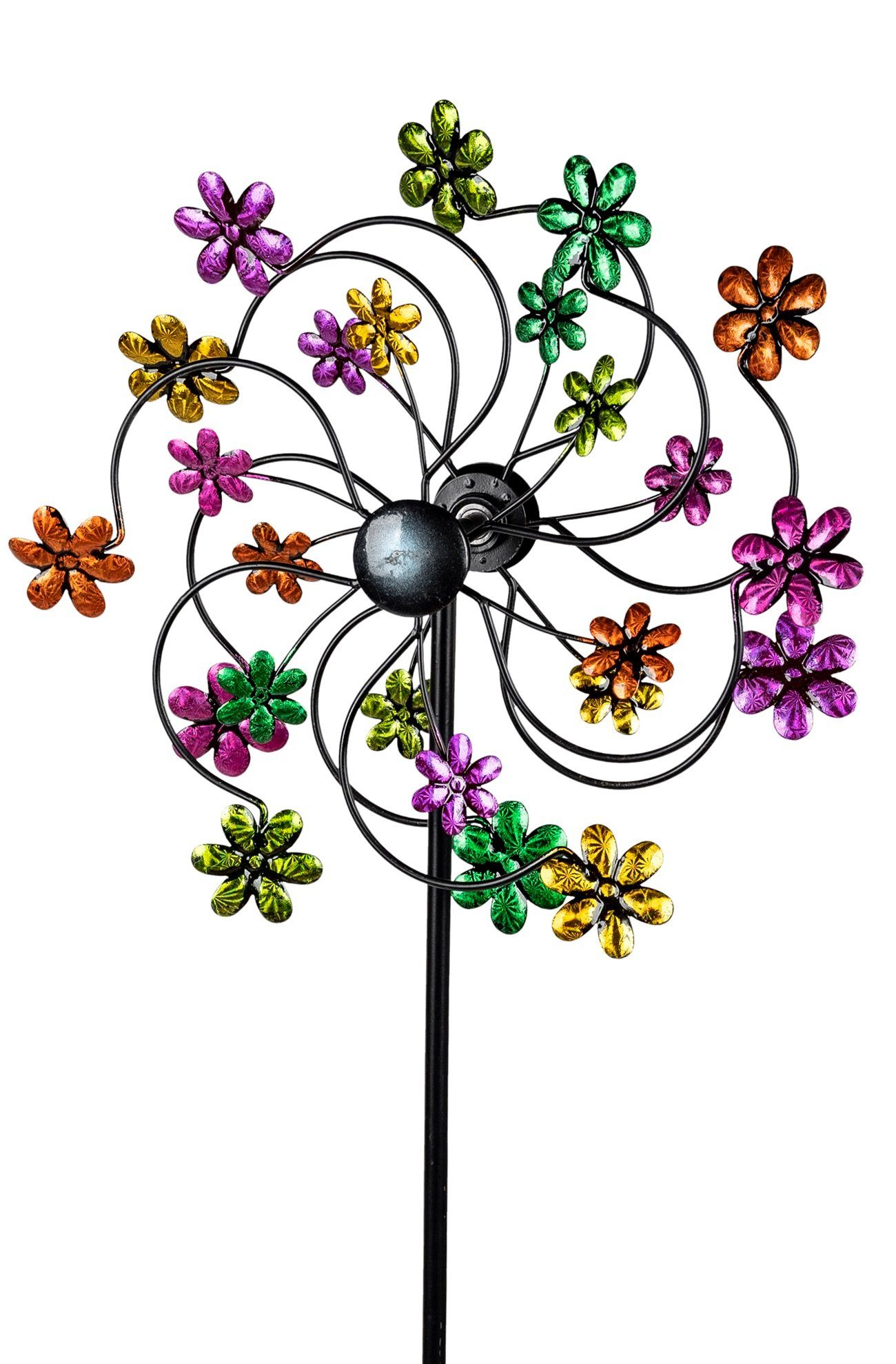 dekojohnson Deko-Windrad Windrad Blume aus Metall Gartendeko bunt 34x124cm (kein Set)