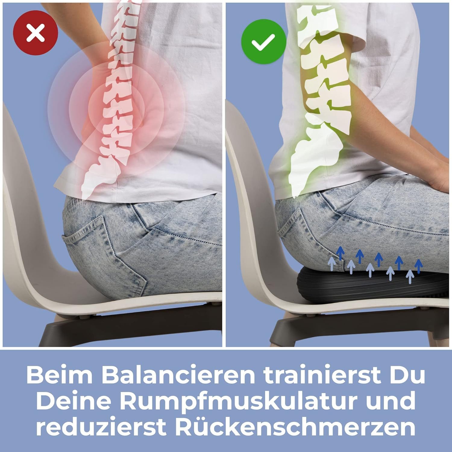 EVEREST FITNESS Stützkissen Everest Fitness Balancekissen Ø33 cm mit Pumpe, dunkelgrau