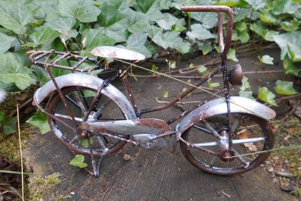 aus Handarbeit Fahrrad St) Dekofigur Deko-Impression Skulptur (1 Antik-Rost-Optik Dekoobjekt Eisen