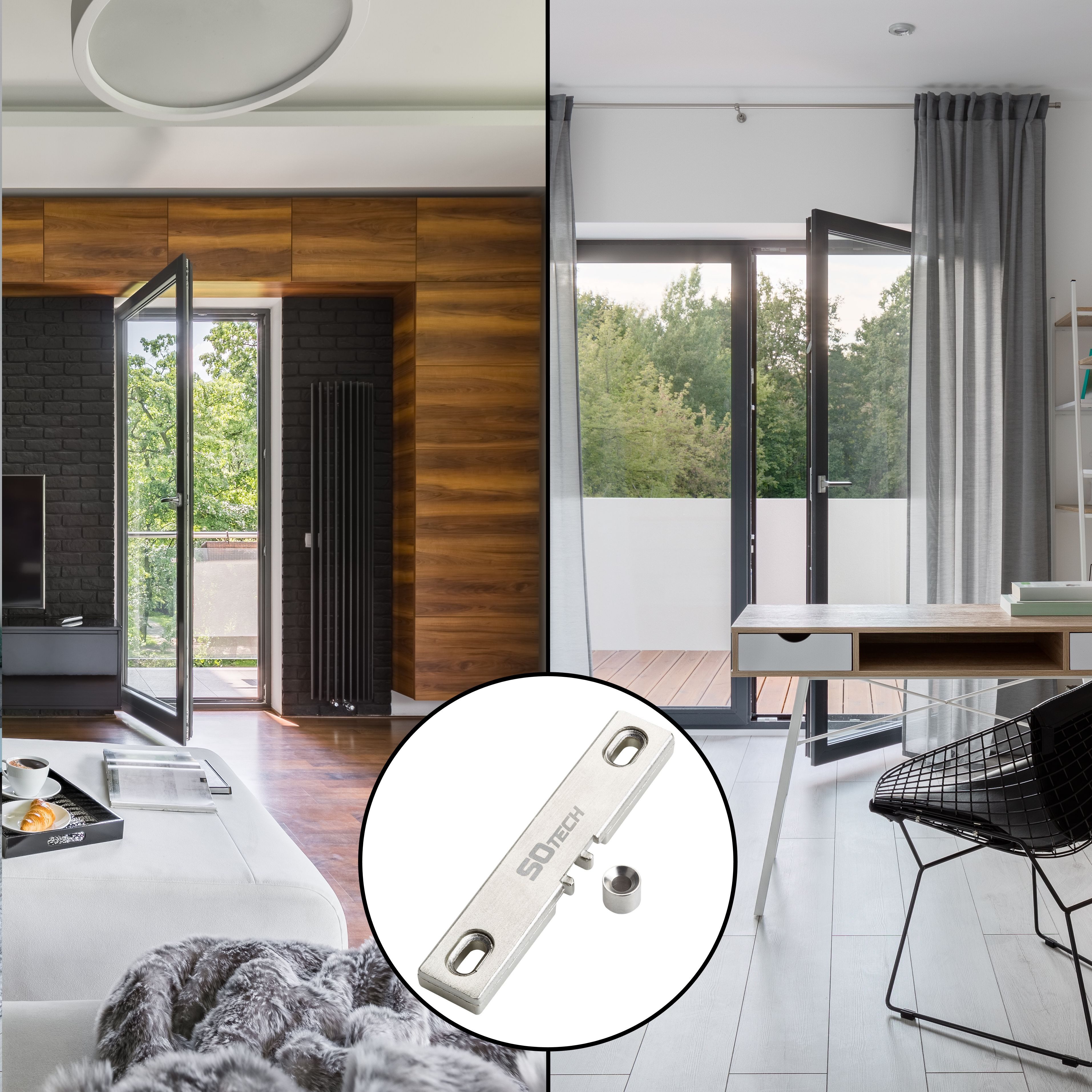 SO-TECH® Türbeschlag Fensterschnäpper Balkontürschnäpper Universalschnäpper, mit erhöhter Haltekraft: 21,9 Newton -23,2 Newton