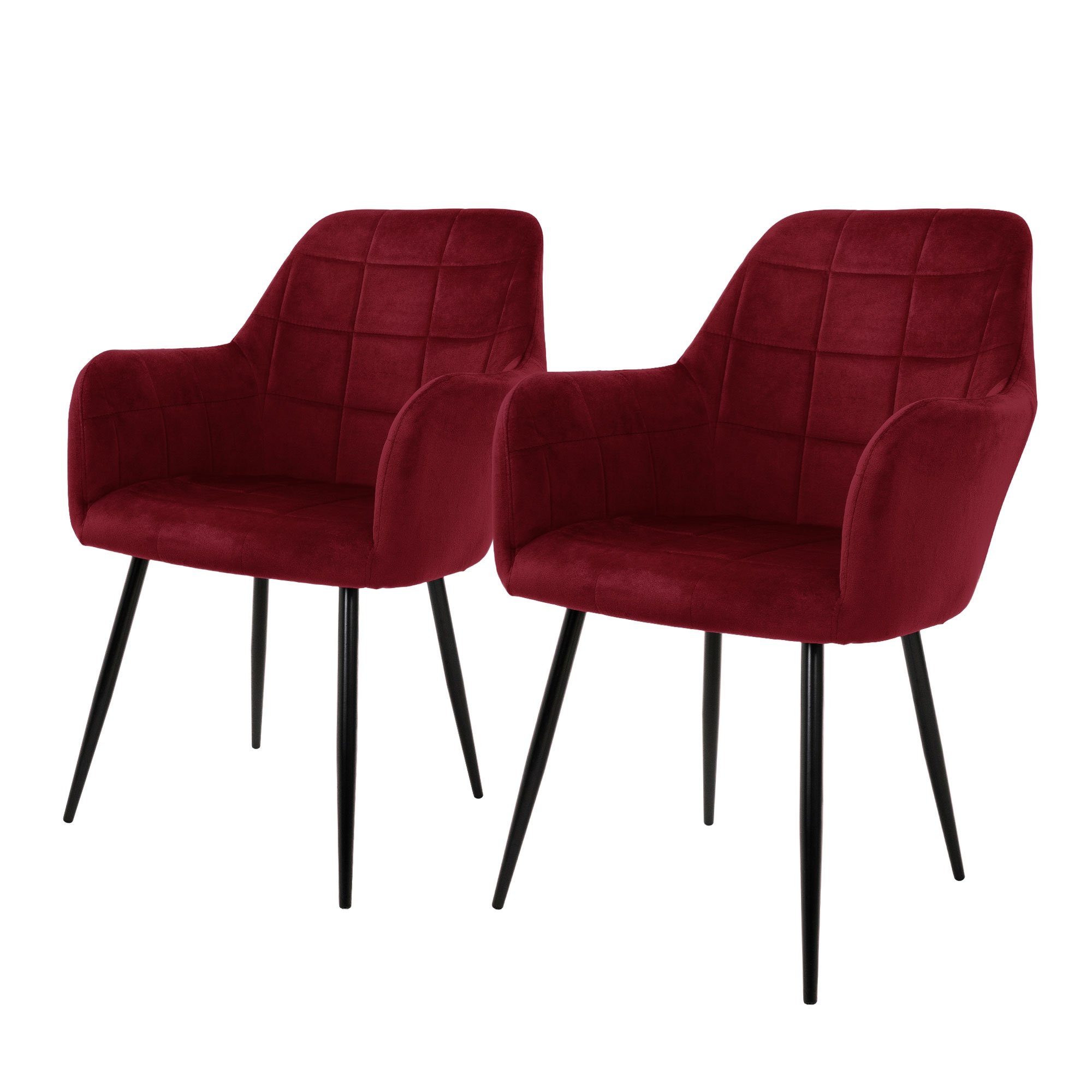 ML-DESIGN Stuhl Esszimmerstuhl ergonomisch & gepolstert, Esstischstuhl mit Rückenlehne (2 St), Wohnzimmerstuhl Bordeaux Samtbezug Küchenstuhl Polsterstuhl