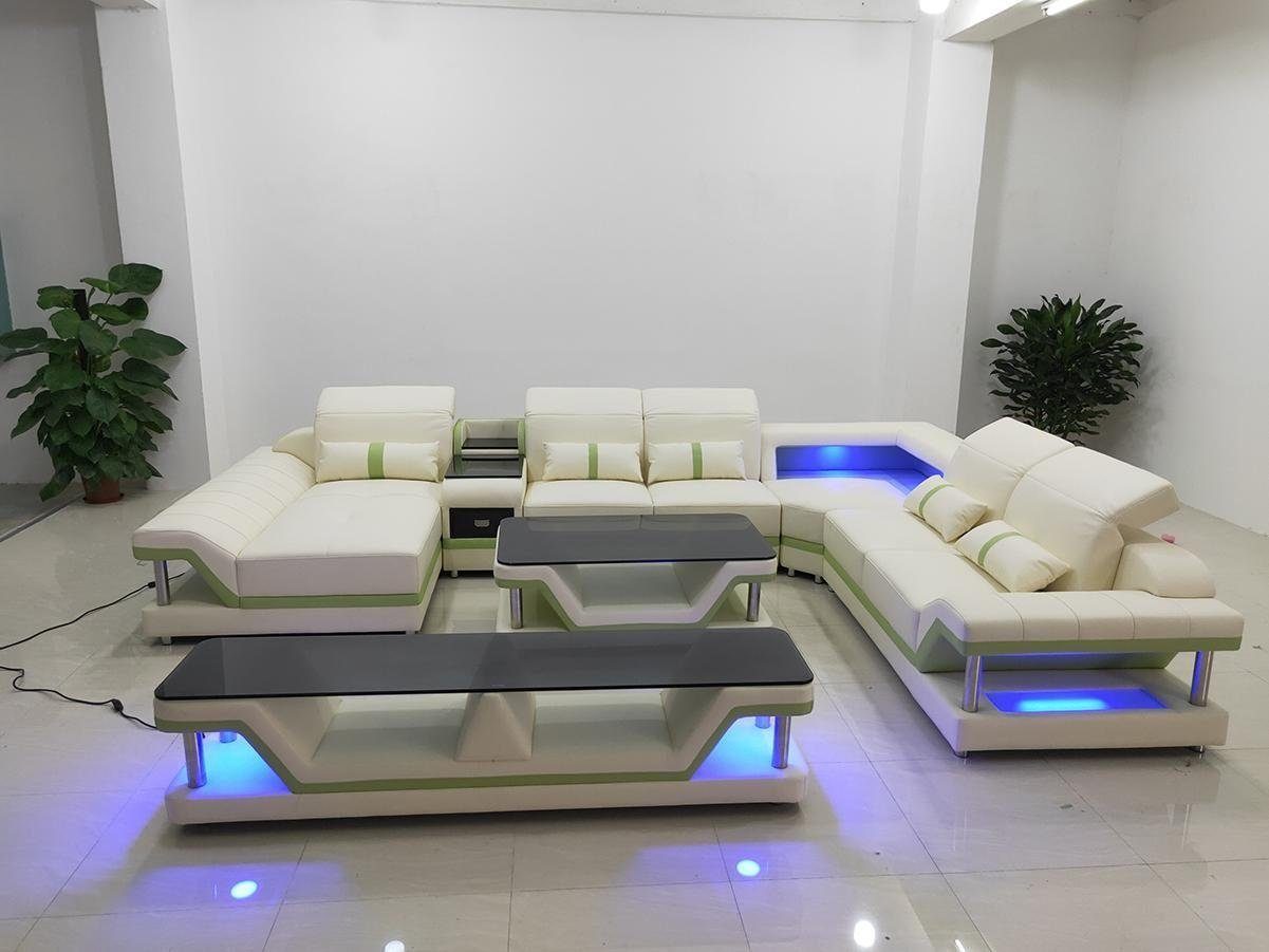 Moderne Sofa Polster Ecksofa Weiß/Grün rtv Couch Design Wohnzimmer-Set, Wohnlandschaft JVmoebel