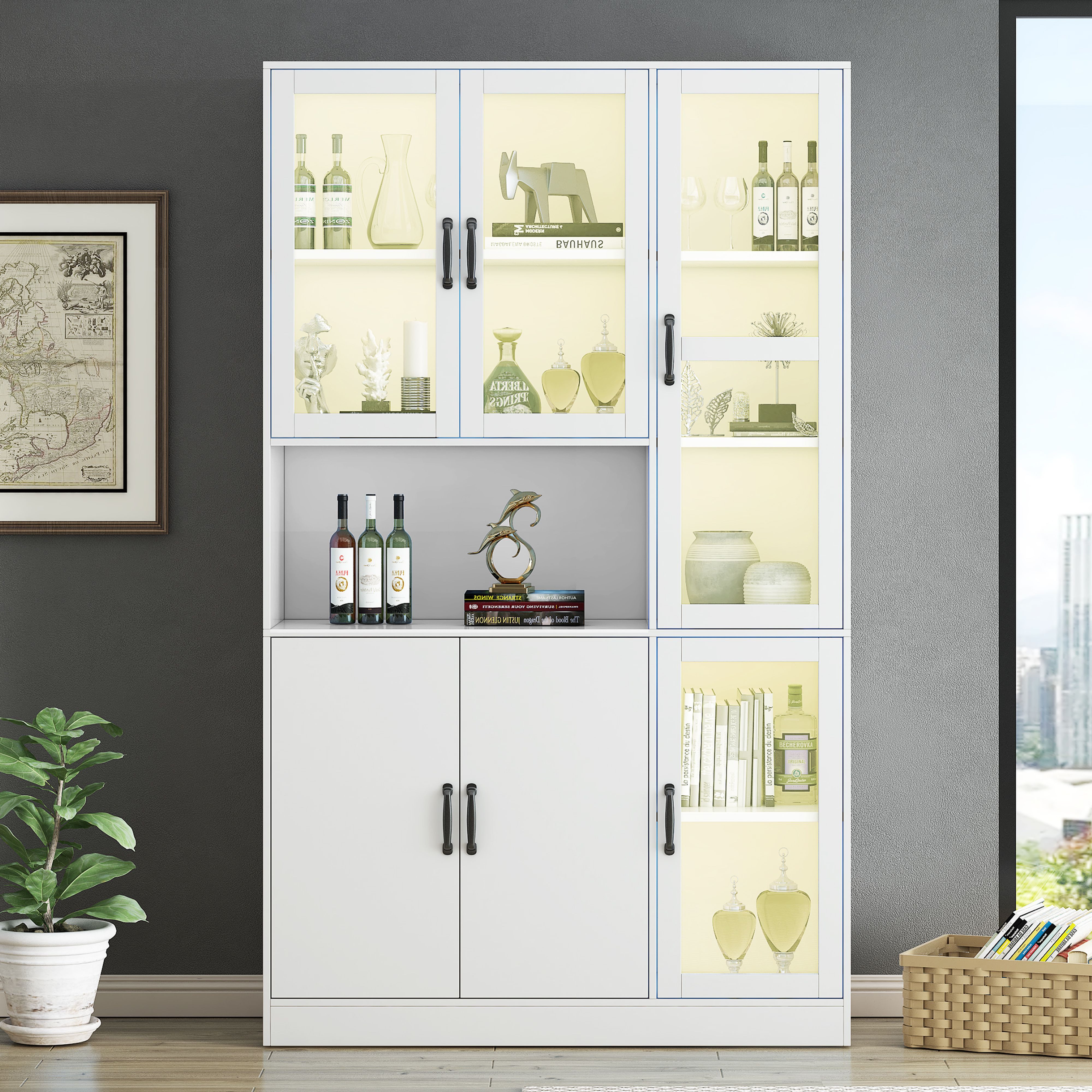 BlingBin Vitrine Hochschrank Standvitrine mit LED-Licht, günstig online kaufen