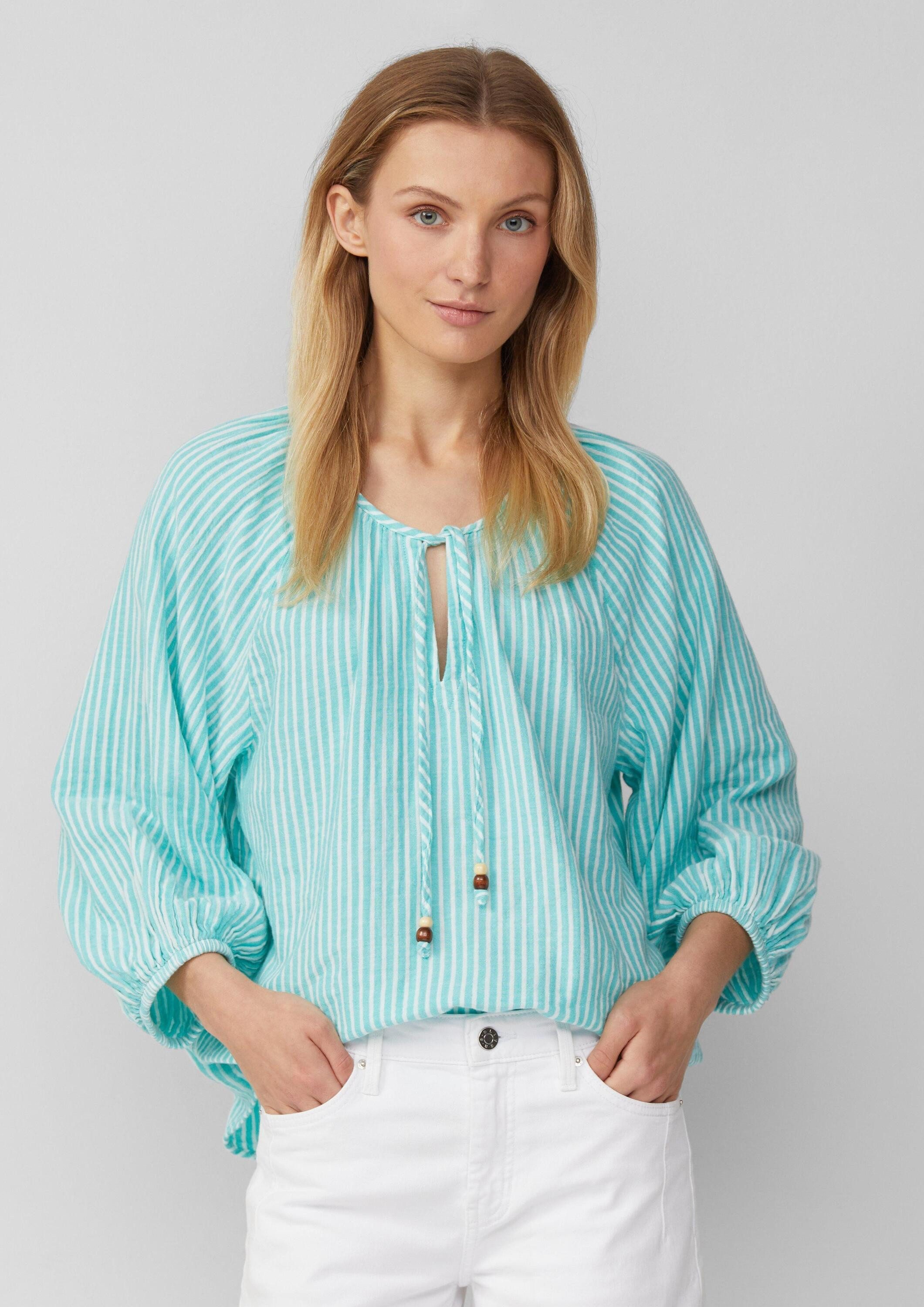 s.Oliver Kurzarmbluse Bluse Musselin-Bluse mit Raglanärmeln und Raffung günstig online kaufen