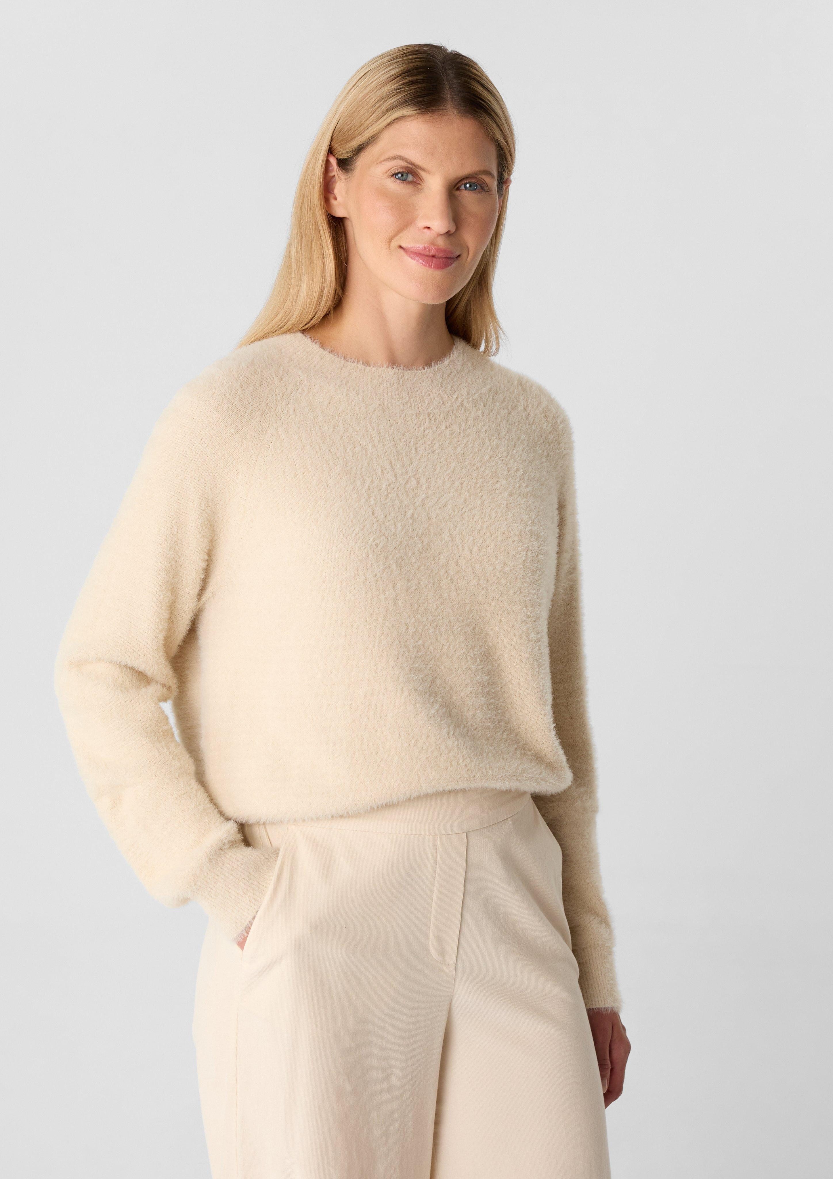 Langarmshirt Strickpullover mit Rundhalsausschnitt