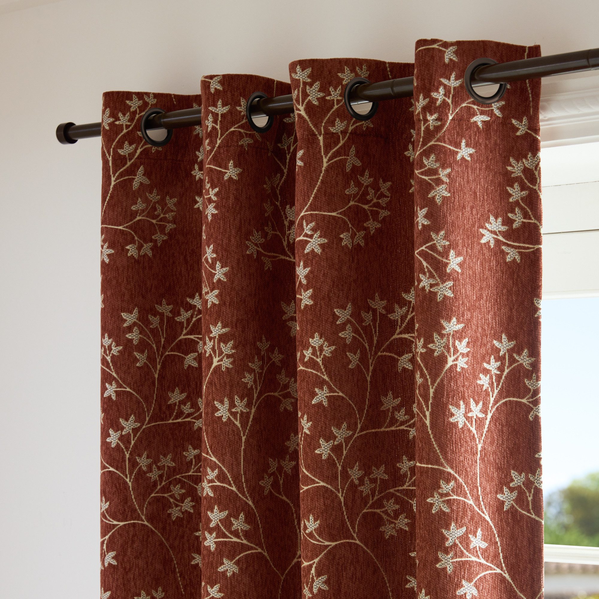novumfix Vorhang mit Ösen, 140x260cm(BxH) Terra gemustert, schwere Chenille Qualität, abdunkelnd, Energiesparen