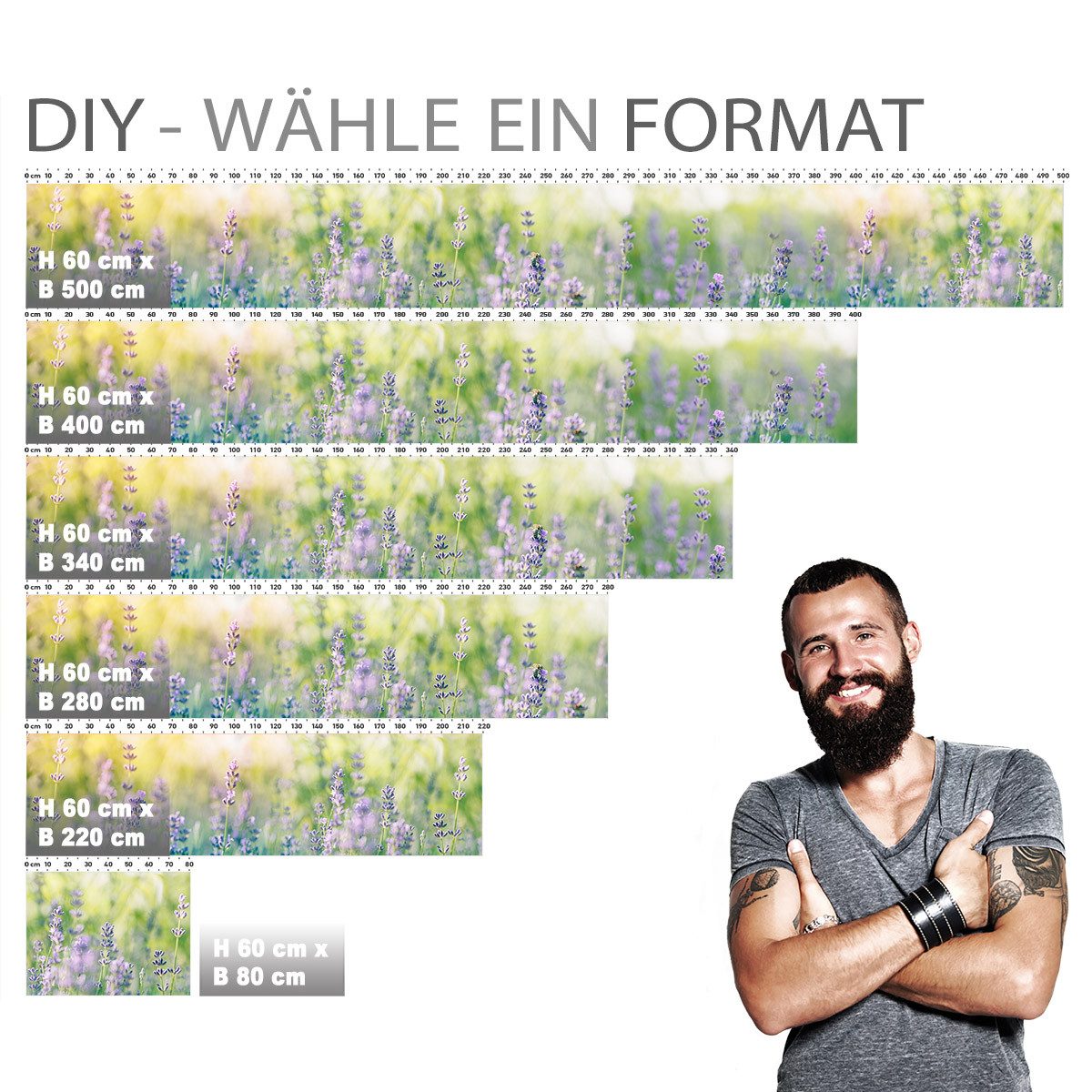 Stickerprofis Küchenrückwand LAVENDEL (Glasoptik), (Premium), 1,5mm, selbstklebend, hält auf besonders vielen Öberflächen