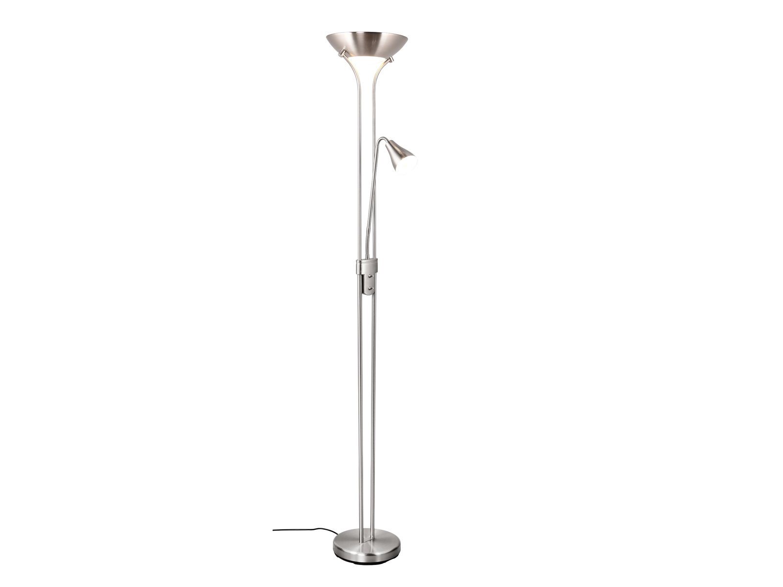 Reality Leuchten LED Deckenfluter, Dimmfunktion, LED wechselbar, über Schalter in 3 Stufen dimmbar, Warmweiß, große Stehlampe mit Leselampe für Lese-ecke, Höhe 181cm