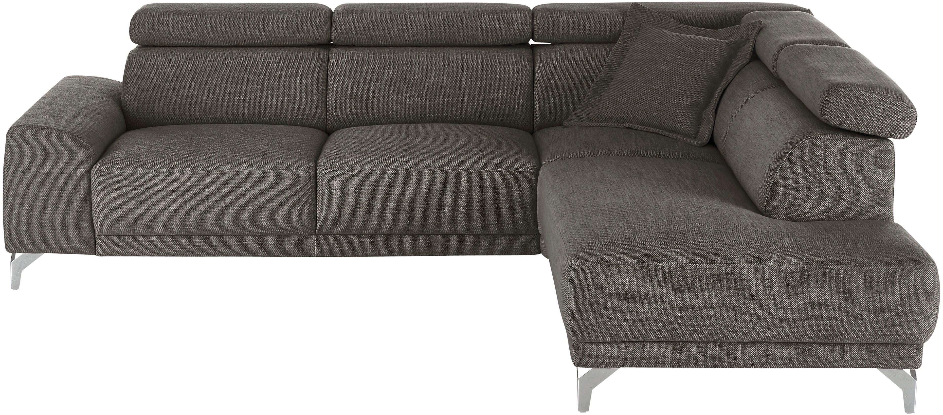 3C Candy Ecksofa Greve Sofa immer mit manuelle Kopfteilverstellungen, modern, elegant, wahlweise motorischer Sitzvorzug, bequem und zeitlos, L-Form