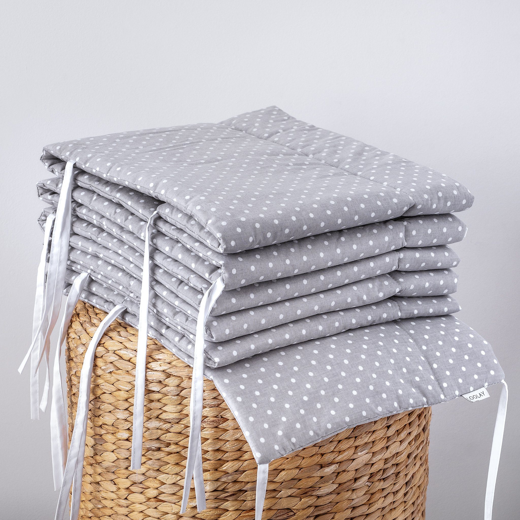 Loolay Bettnestchen GRAU WEIß Baumwolle BETTUMRANDUNG Babybett 420, 360, 21 günstig online kaufen