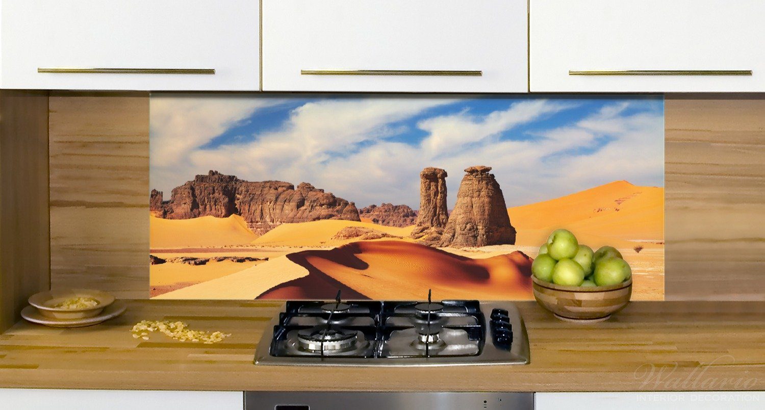 Wüste, Sand und (1-tlg) Wallario in Sahara Küchenrückwand der Felsen