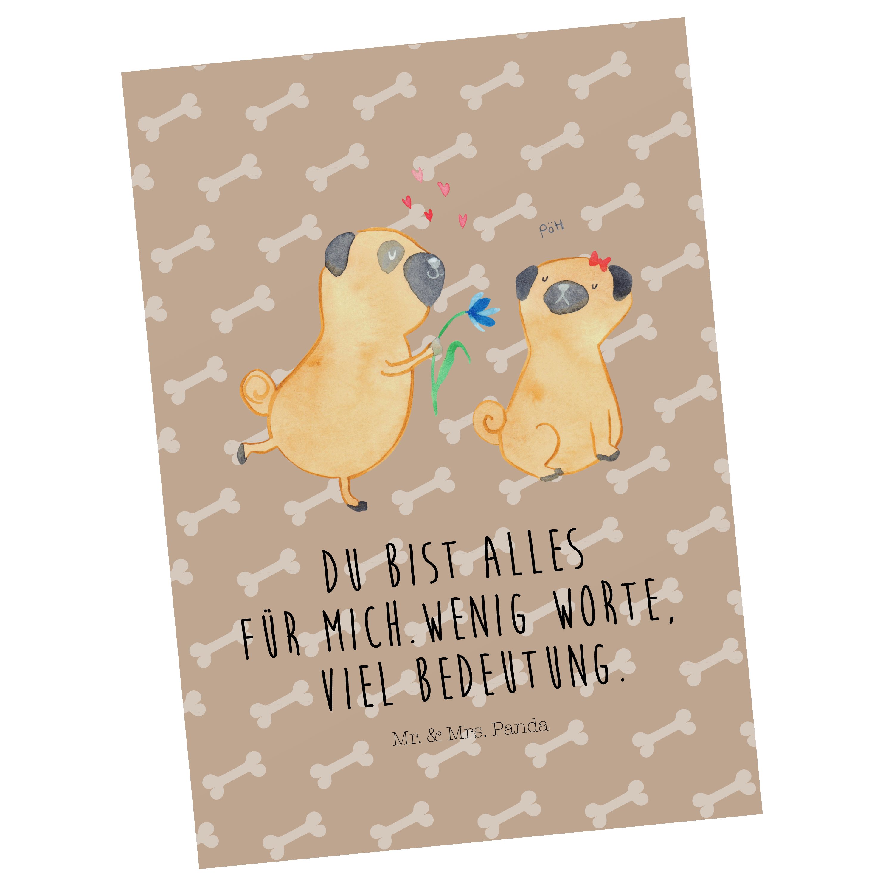 Mr. & Mrs. Panda Postkarte Mops verliebt Hundeglück Geschenk