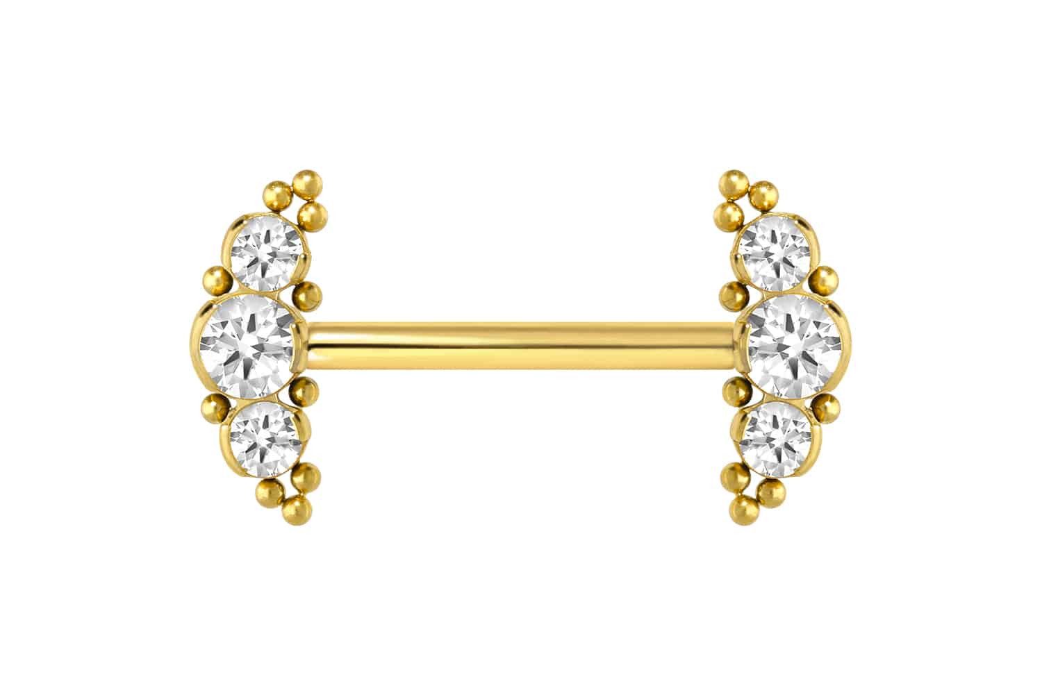 PIERCINGLINE Brustwarzenpiercing Titan Barbell mit Push Fit 3 KRISTALLE + K günstig online kaufen
