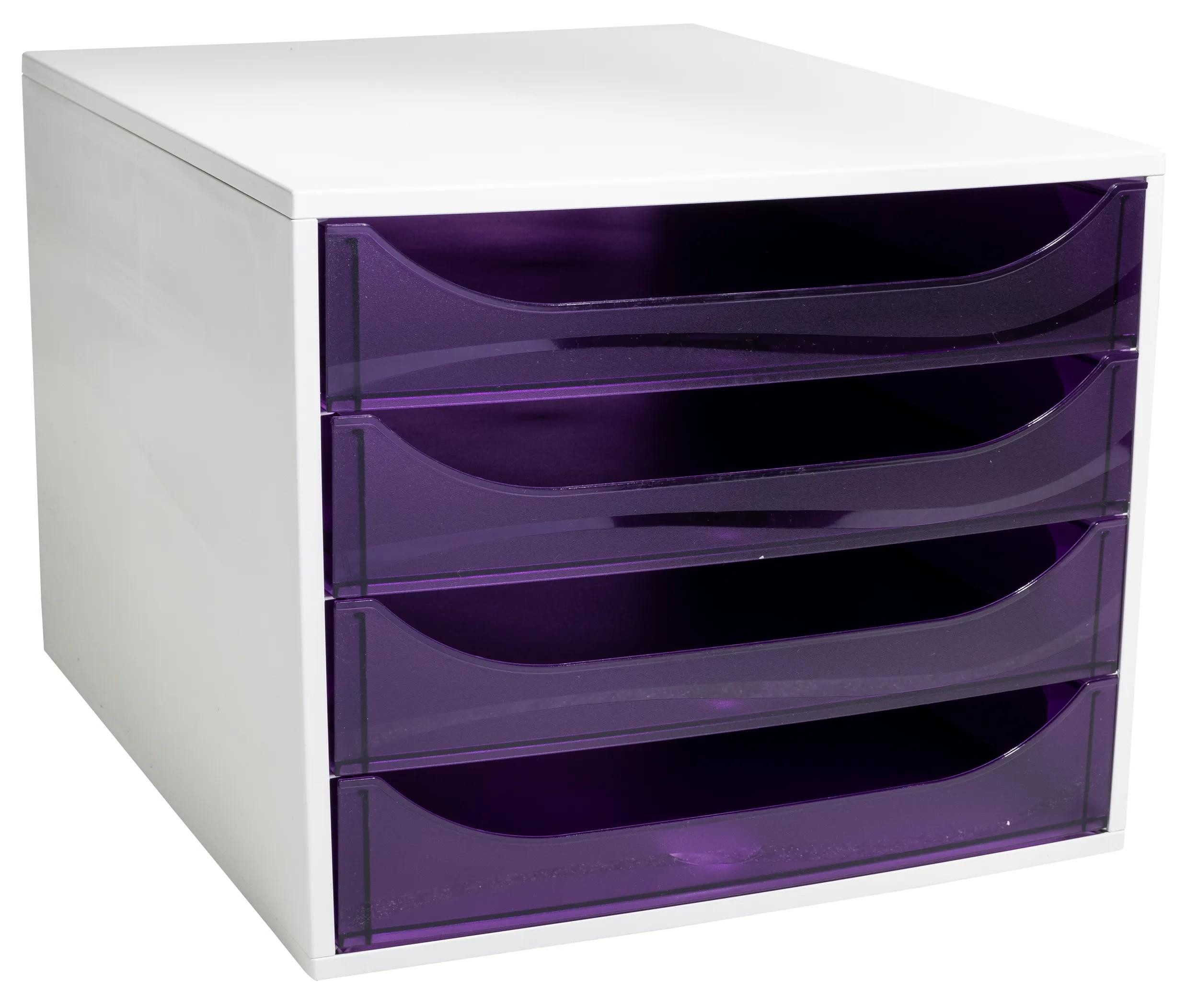 EXACOMPTA Schubladenbox ECOBOX Schubladenbox mit 4 Schubladen - Violett - 228619D, Boxen einzen