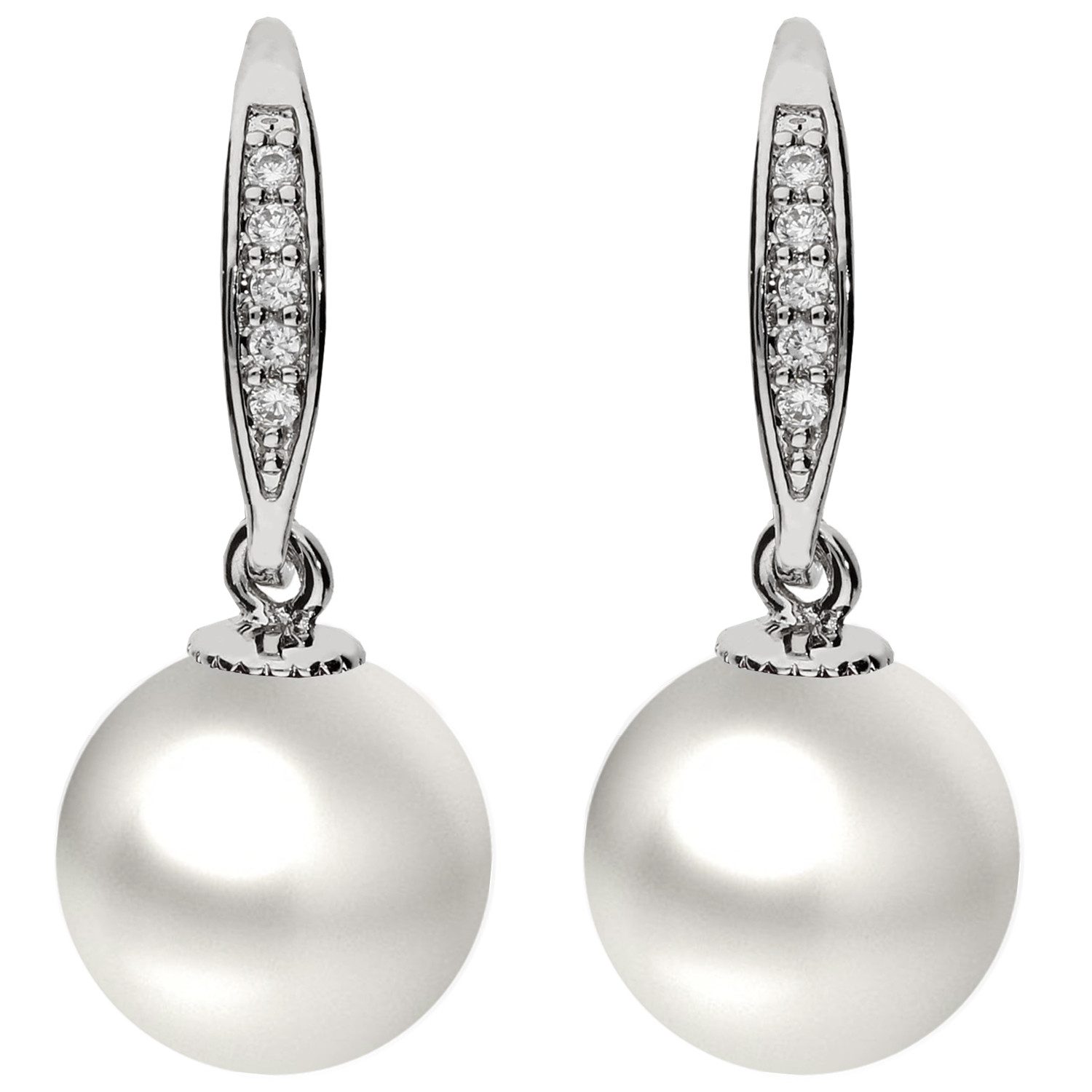 LÖB Серьги из бисера Серьги Hängend Zirkonia Stein Perlen Anhänger Серьги из бисера Silber (Geschenke für Frauen Beste Freundin Mutter Mama Damen zum Geburtstag Weihnachten Weihnachtsgeschenke, Inkl. Schmuckbox), Damen Серьги Perlenanhänger Tropfen Brautschmuck Tropenform Klein