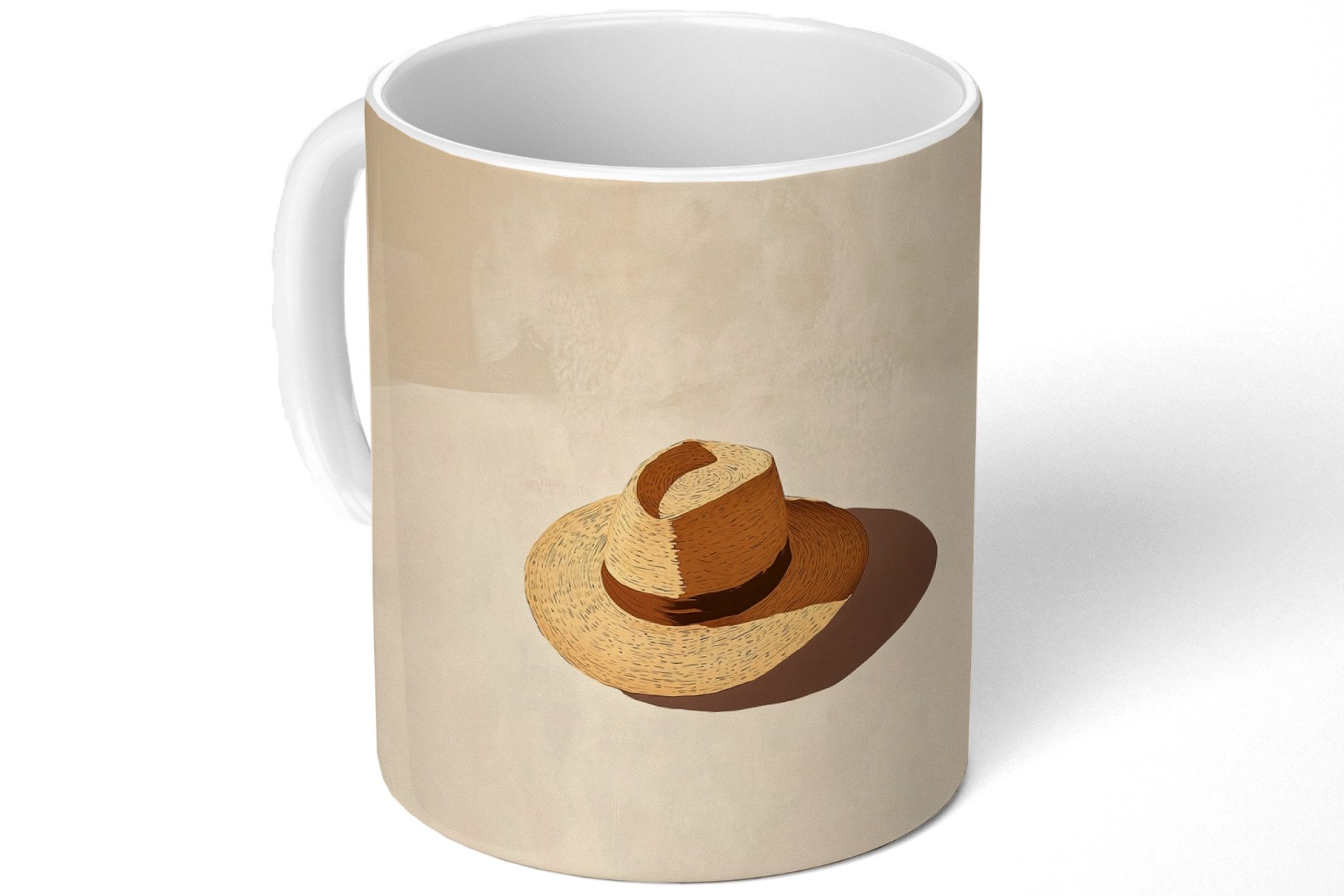 MuchoWow Tasse Hut - Minimalistisch - Farbton - Beige, 1-tlg., Keramik, Kaffeetassen, Teetasse, Becher, Kaffeebecher, Geschenk