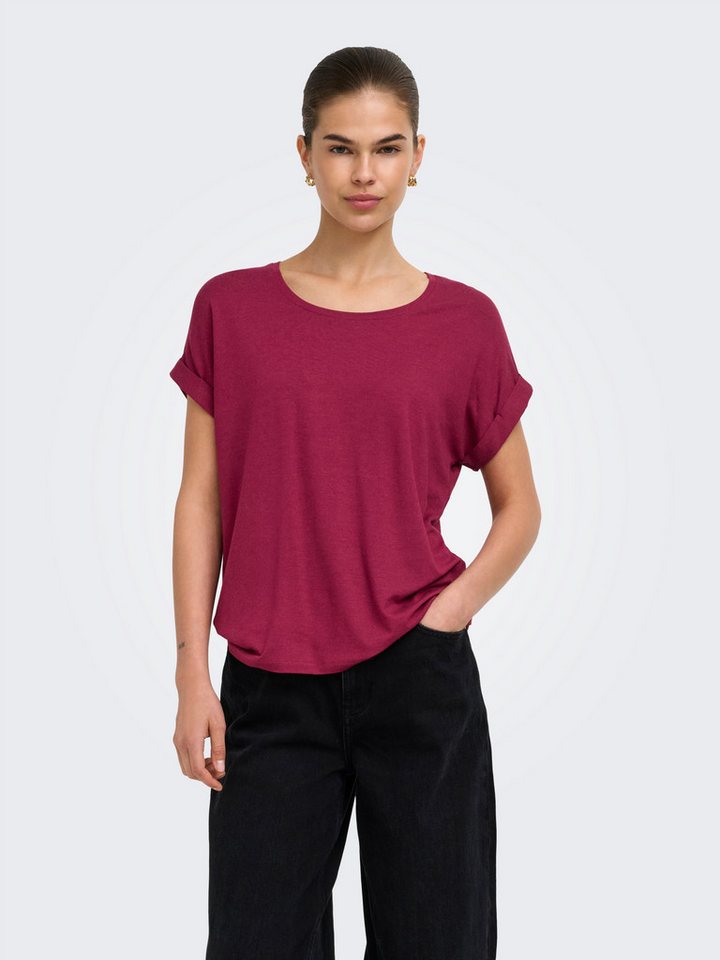 ONLY T-Shirt ONLMOSTER – T-Shirt mit melierter Optik und elastischem Material meliert, casual, lässig geschnitten, Viskosemischung, Rundhals